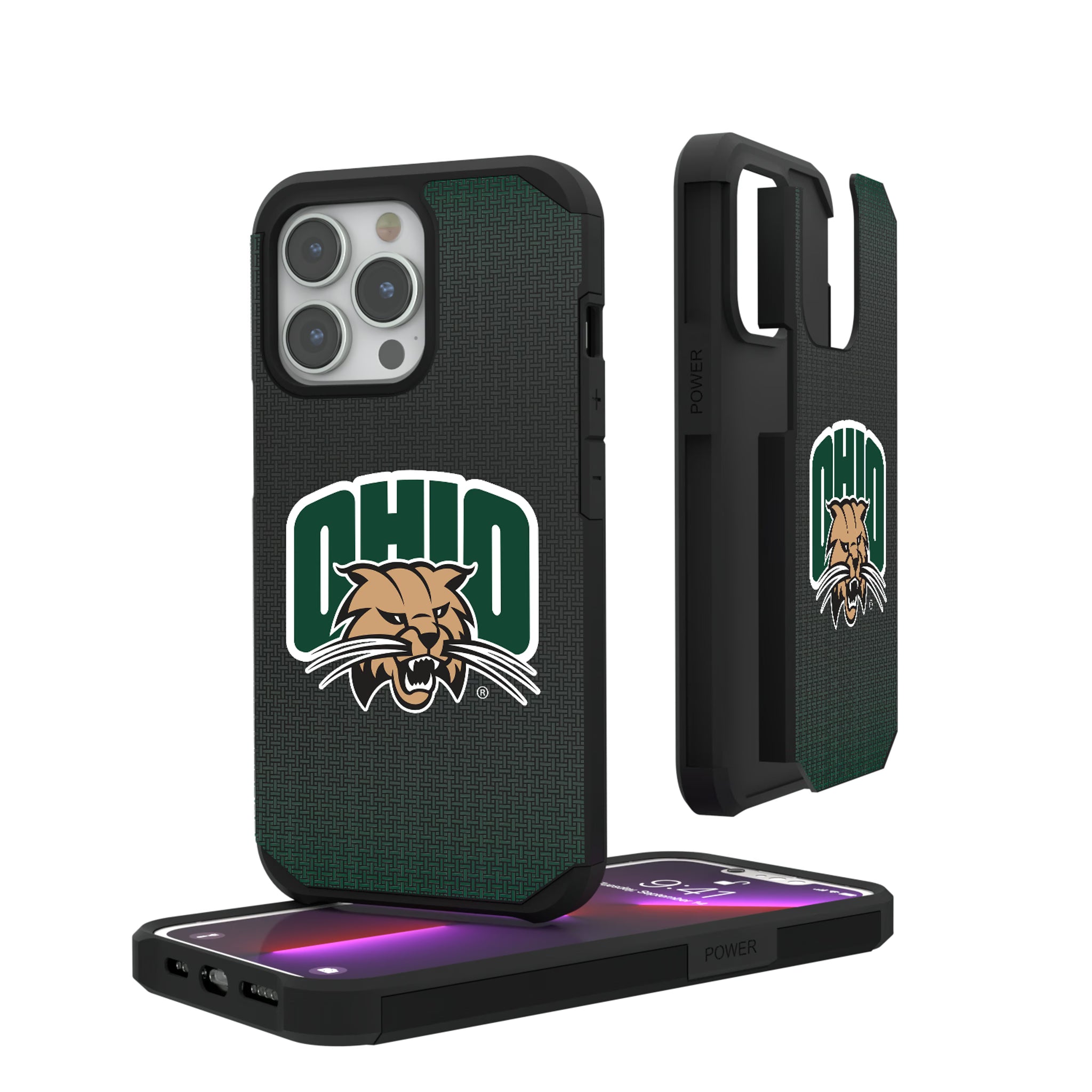 Ohio University Bobcats Linen iPhone Rugged Phone Case for Apple iPhone#Device_iPhone 13 Pro
