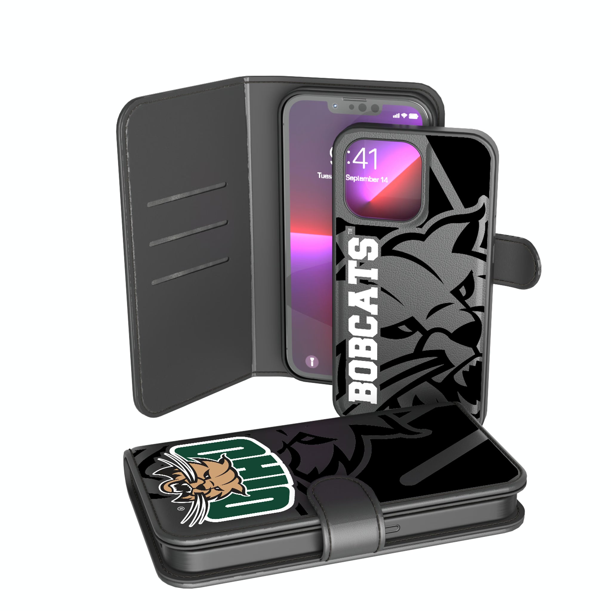 Ohio University Bobcats Monocolor Tilt iPhone Wallet Phone Case for Apple iPhone