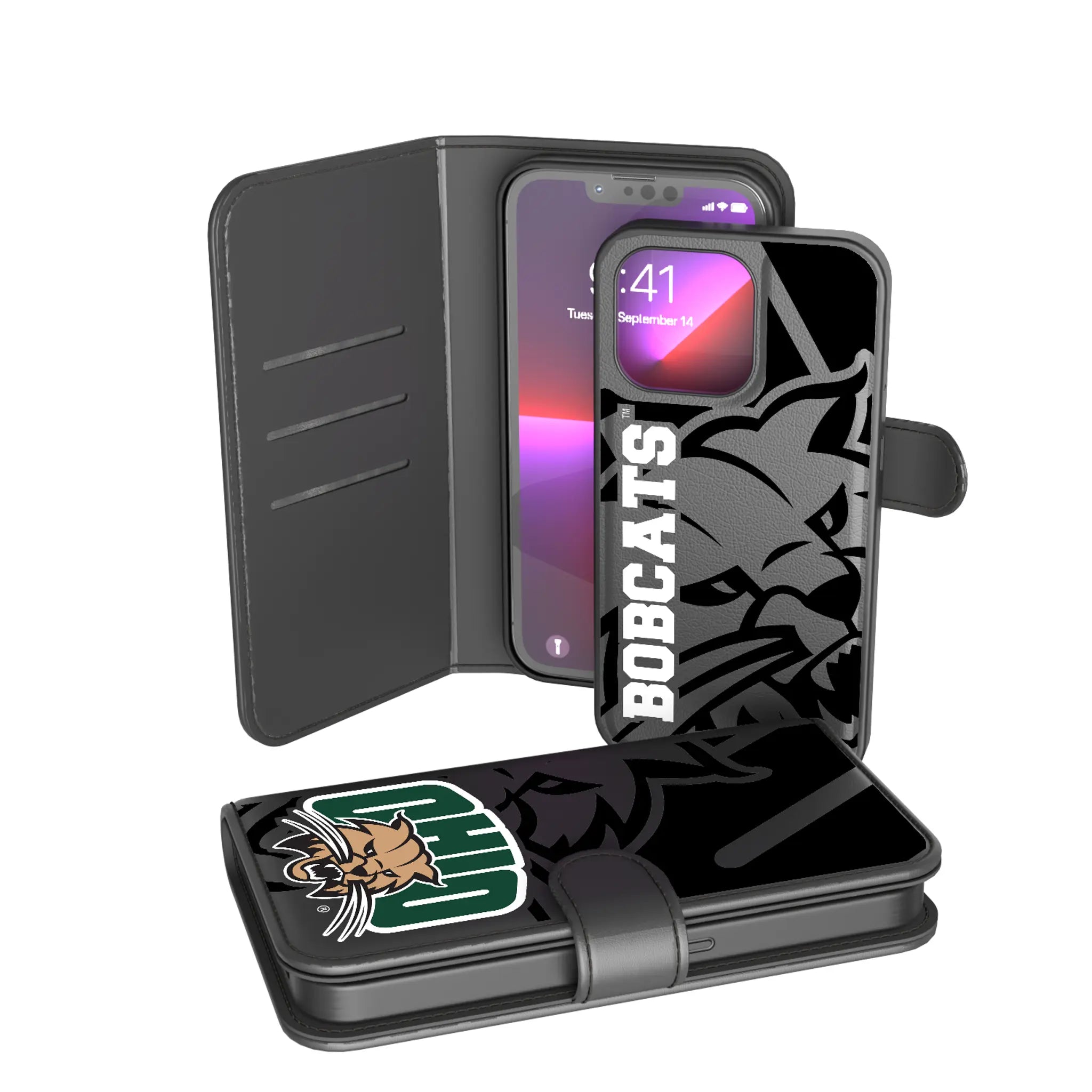 Ohio University Bobcats Monocolor Tilt iPhone Wallet Phone Case for Apple iPhone
