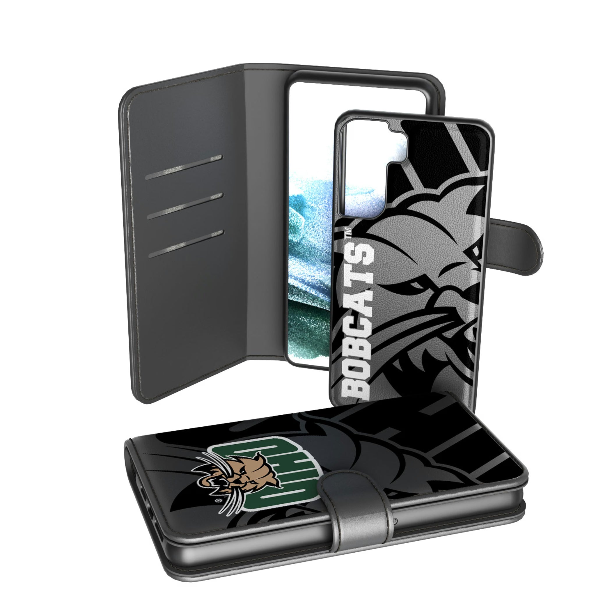 Ohio University Bobcats Monocolor Tilt Galaxy Wallet Phone Case for Samsung Galaxy