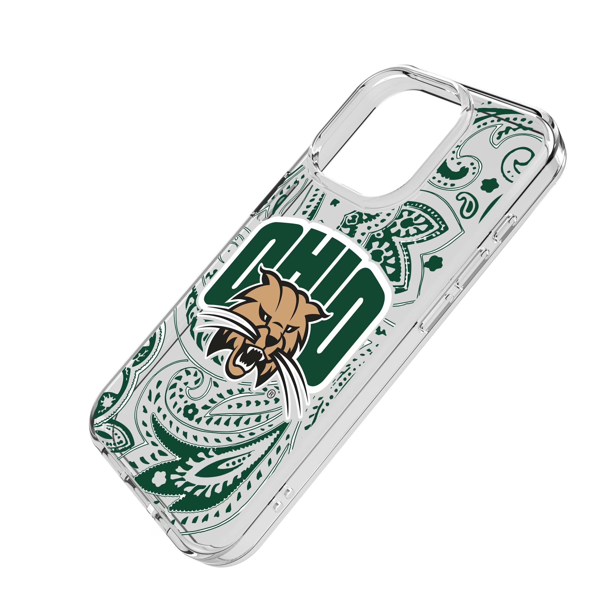 Ohio University Bobcats Paisley iPhone Clear Phone Case for Apple iPhone - Isometric View