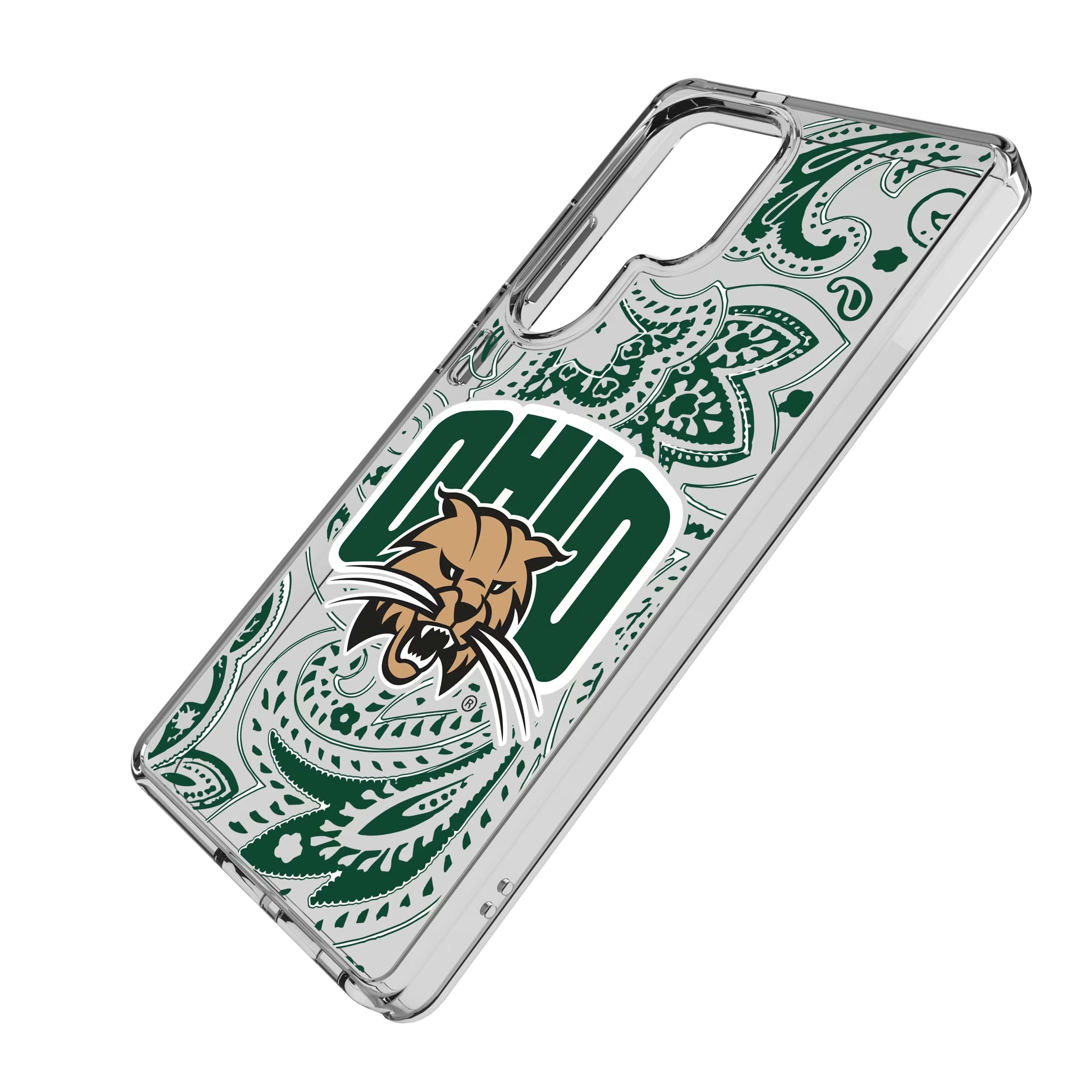 Ohio University Bobcats Paisley Galaxy Clear Phone Case for Samsung Galaxy - Isometric View