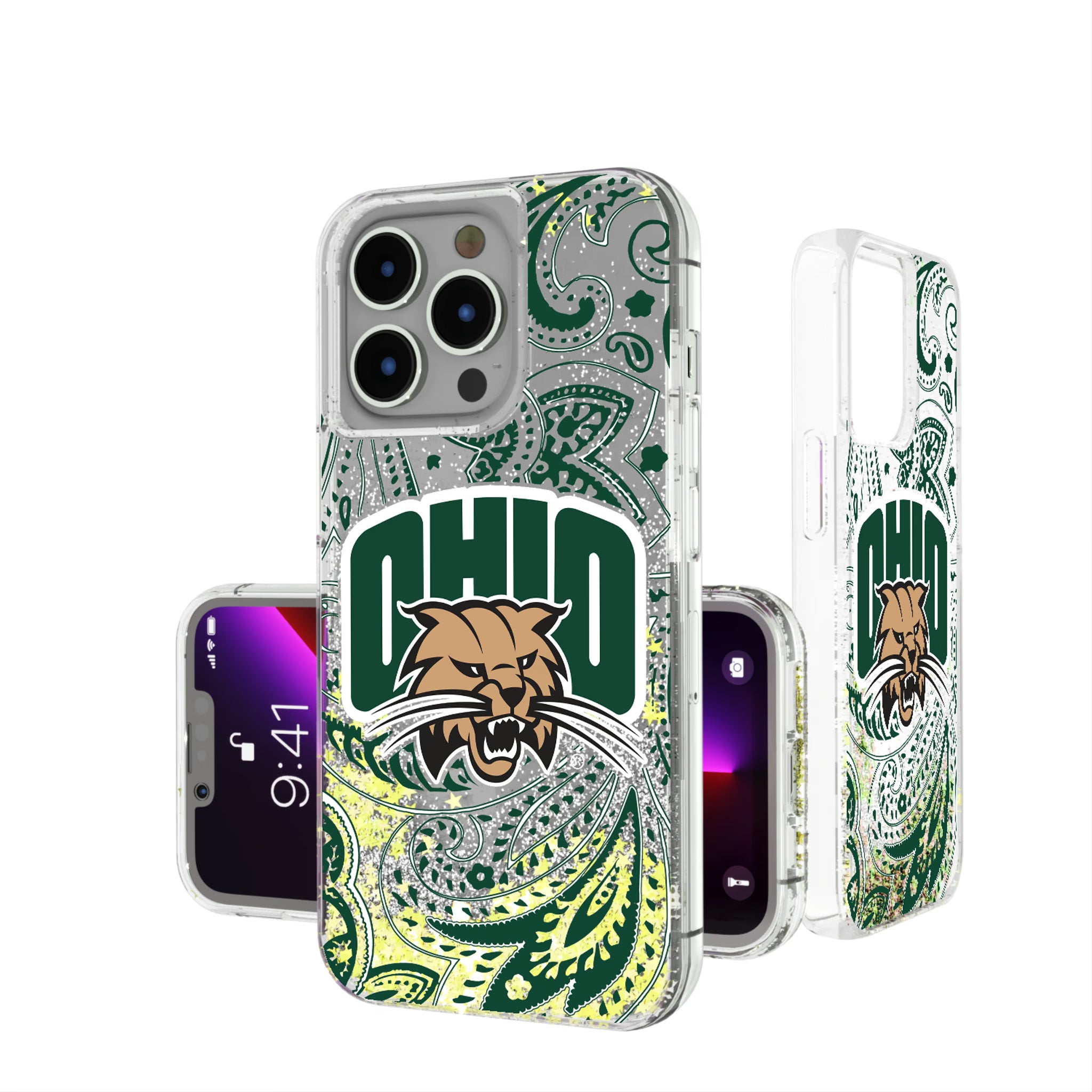 Ohio University Bobcats Paisley iPhone Glitter Phone Case for Apple iPhone
