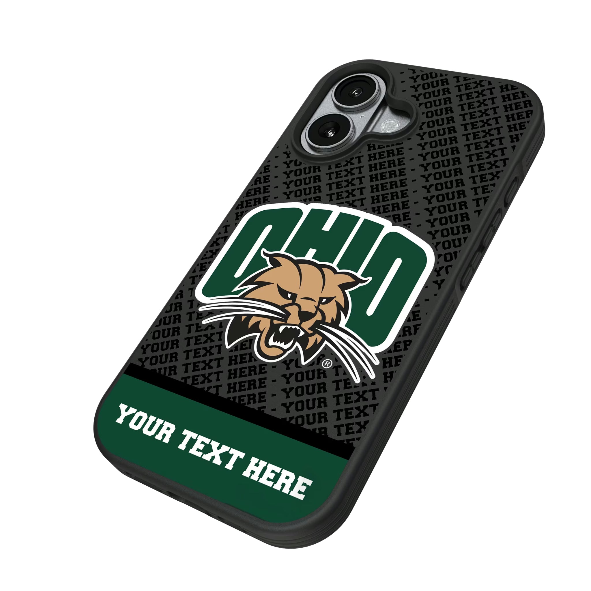 Ohio University Bobcats Personalized EndZone Plus iPhone Bump Phone Case for Apple iPhone - Isometric View#Device_iPhone 17
