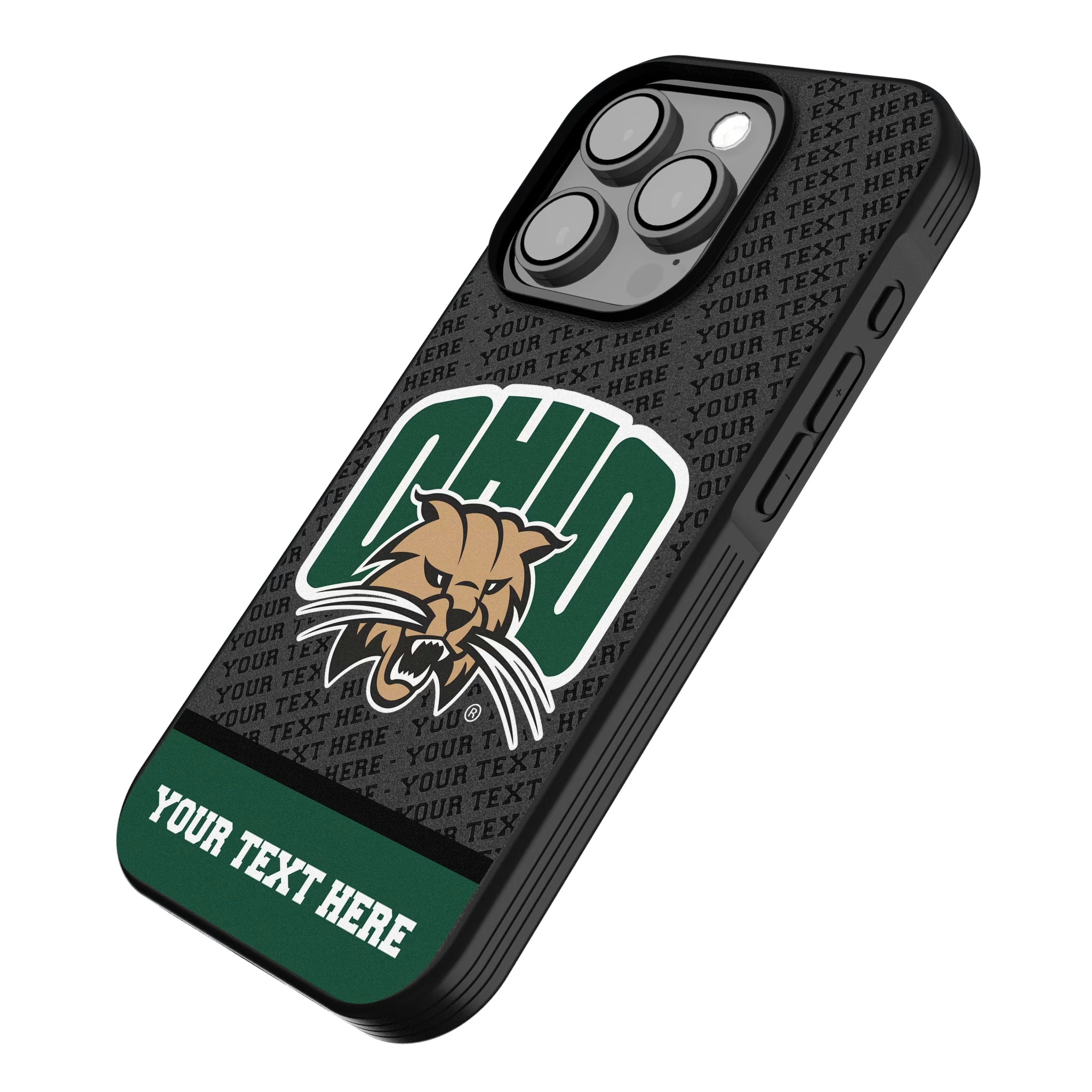 Ohio University Bobcats Personalized EndZone Plus iPhone Bump Phone Case for Apple iPhone - Isometric View