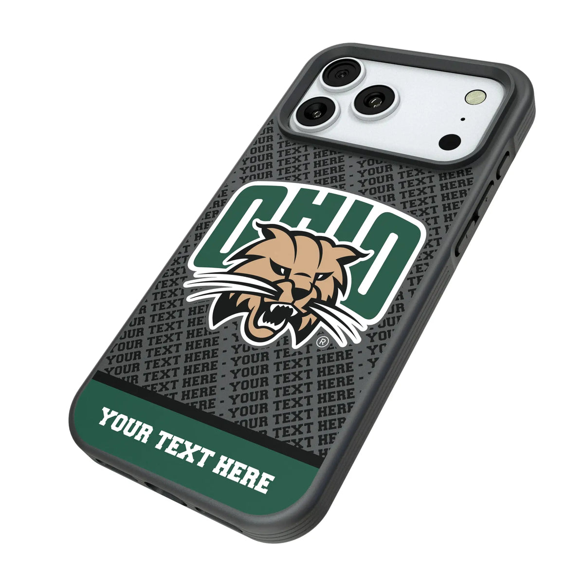 Ohio University Bobcats Personalized EndZone Plus iPhone Bump Phone Case for Apple iPhone - Isometric View#Device_iPhone 18 Pro Max