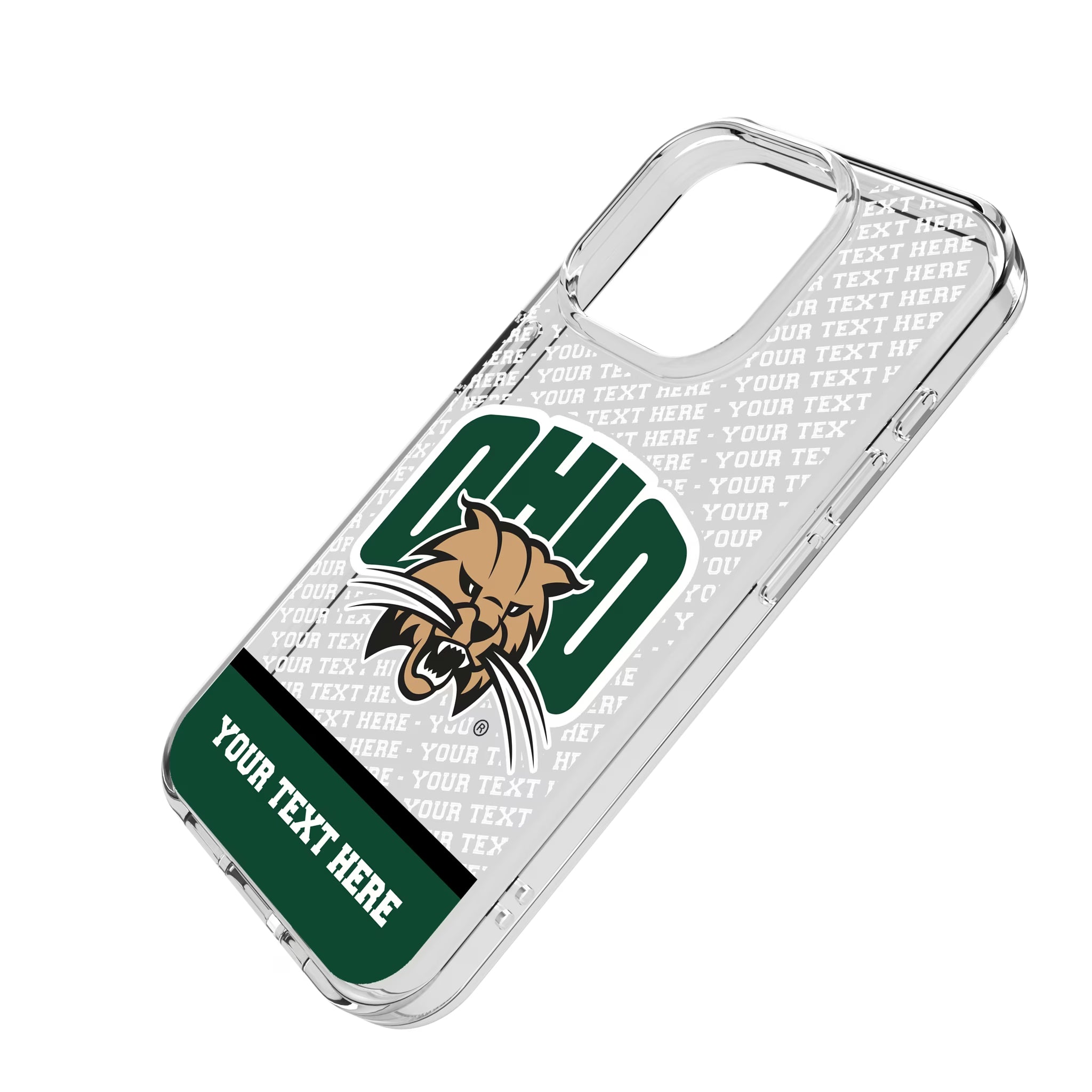Ohio University Bobcats Personalized EndZone Plus iPhone Clear Phone Case for Apple iPhone - Isometric View