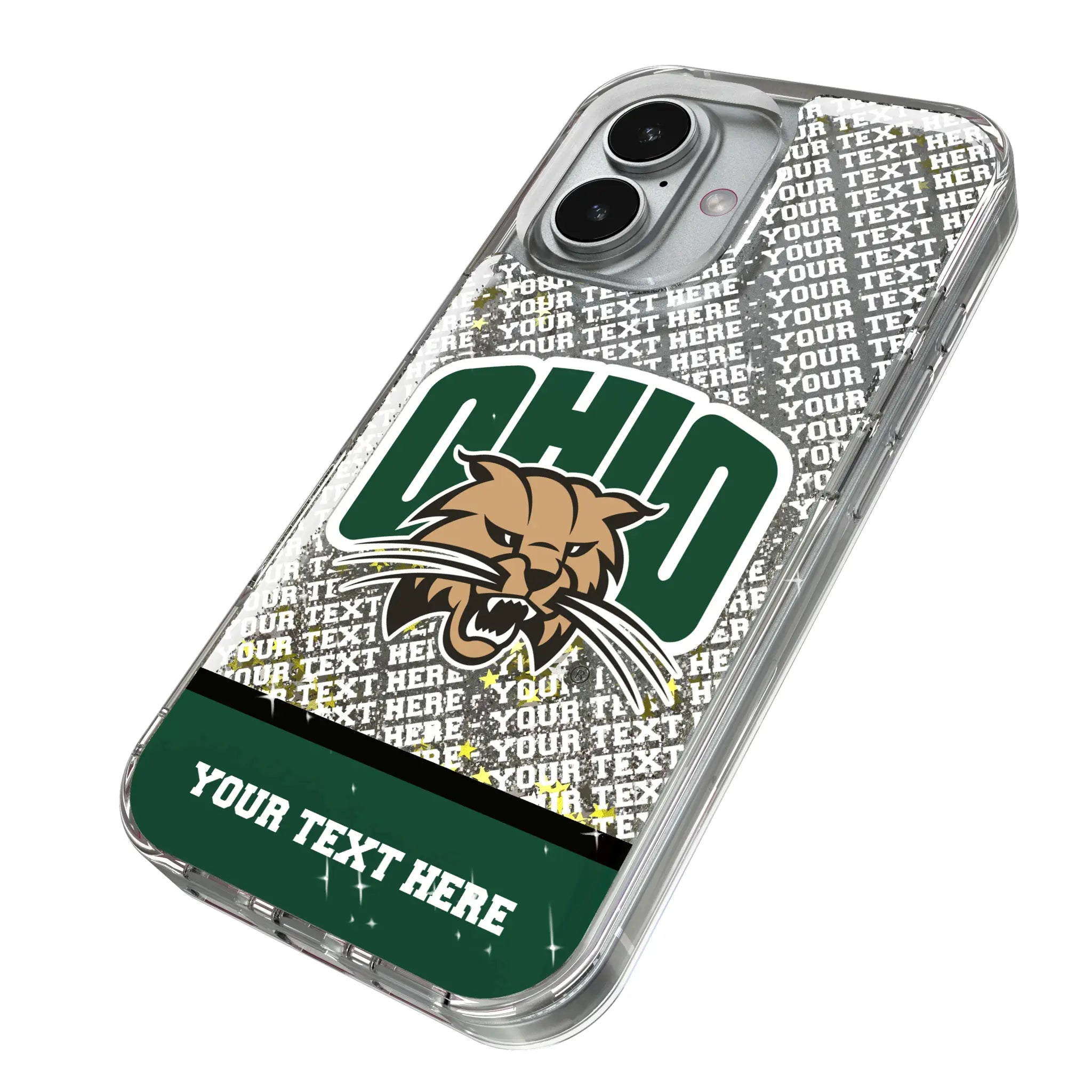 Ohio University Bobcats Personalized EndZone Plus iPhone Glitter Phone Case for Apple iPhone - Isometric View
