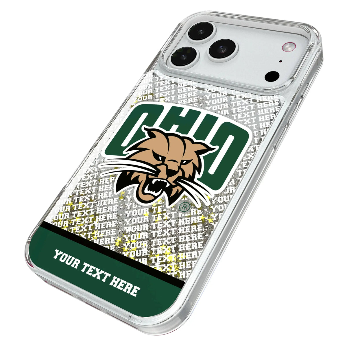 Ohio University Bobcats Personalized EndZone Plus iPhone Glitter Phone Case for Apple iPhone - Isometric View#Device_iPhone 18 Pro Max