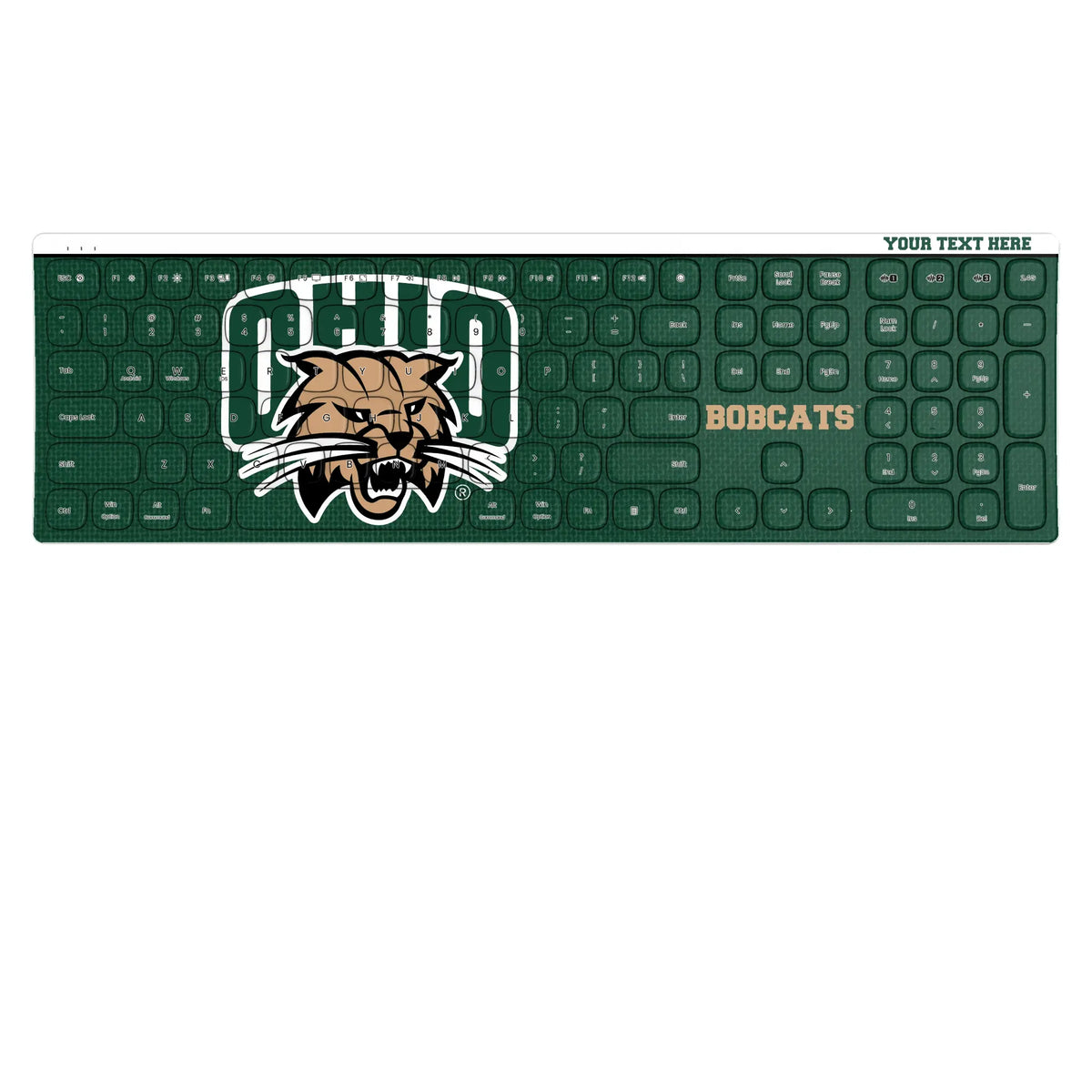 Ohio University Bobcats Personalized Endzone Solid KKB605 Curved Wireless Keyboard