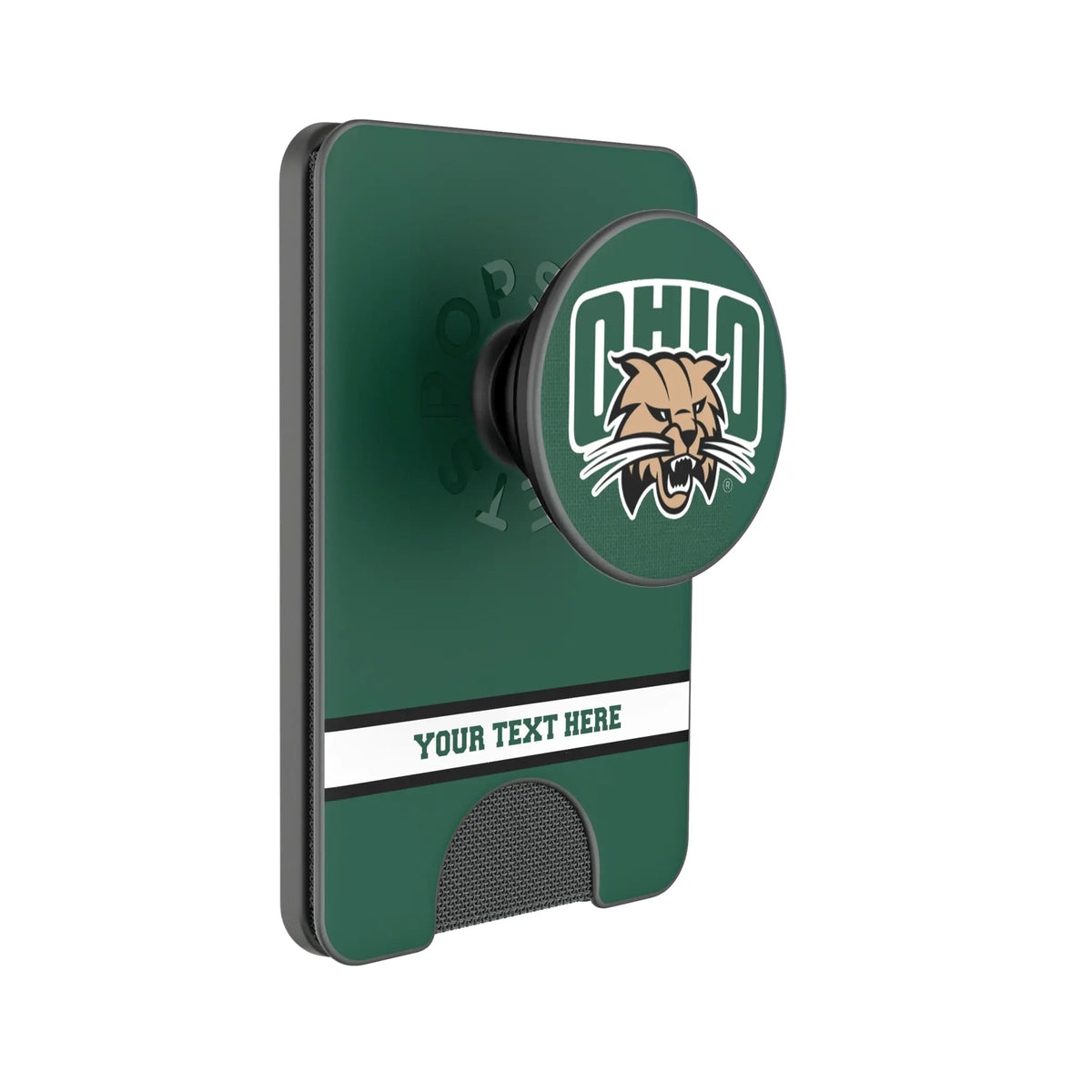 Ohio University Bobcats Personalized Endzone Solid Popsockets Wallet Magnetic