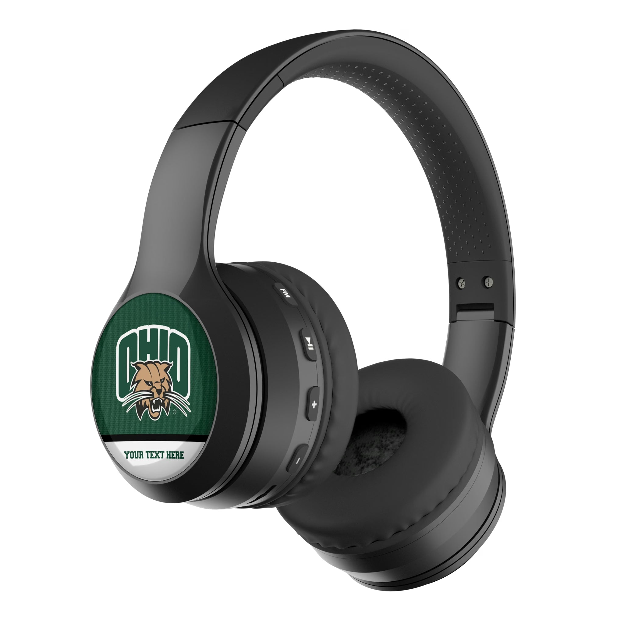 Ohio University Bobcats Personalized Endzone Solid Wireless Over-Ear BT Headphones With Case
