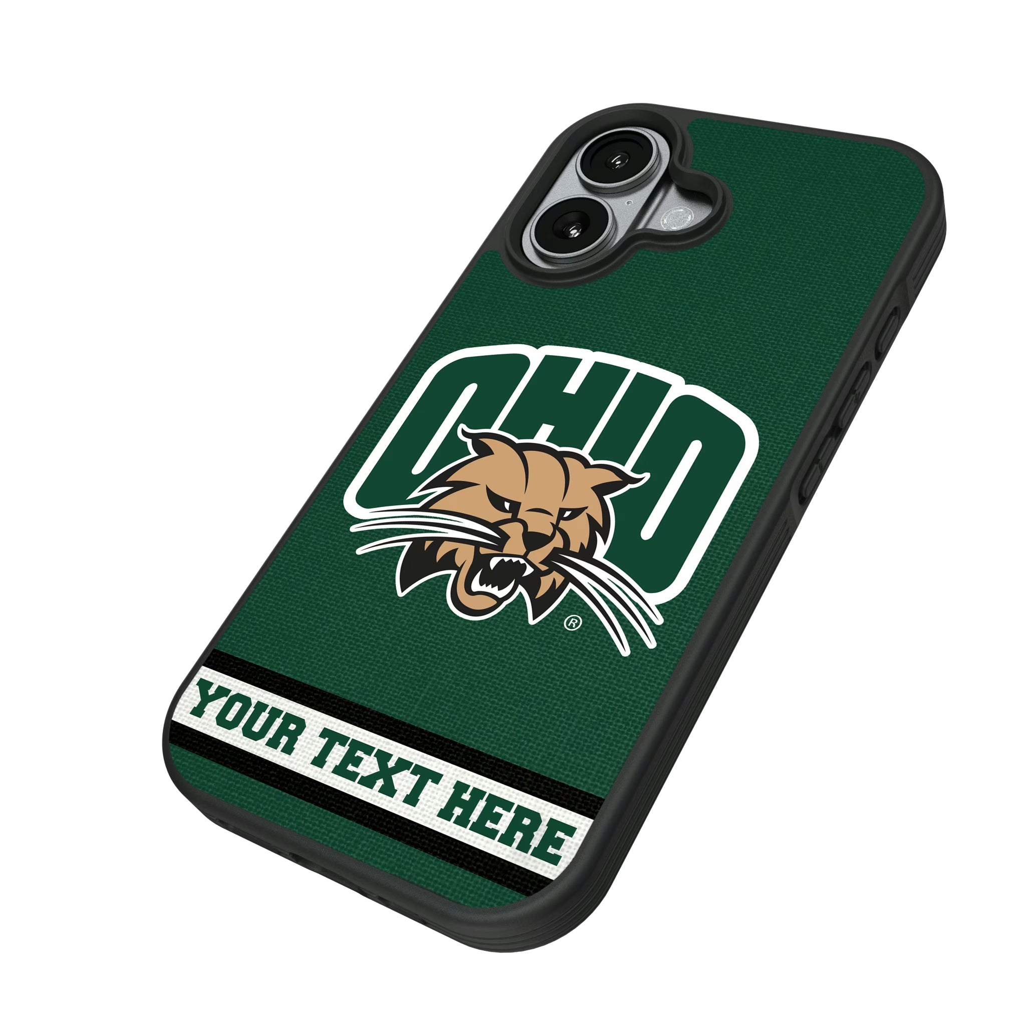 Ohio University Bobcats Personalized Stripe iPhone Bump Phone Case for Apple iPhone - Isometric View#Device_iPhone 17