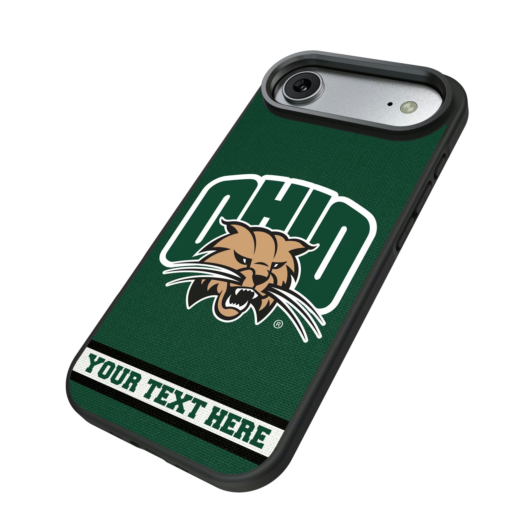 Ohio University Bobcats Personalized Stripe iPhone Bump Phone Case for Apple iPhone - Isometric View#Device_iPhone Air
