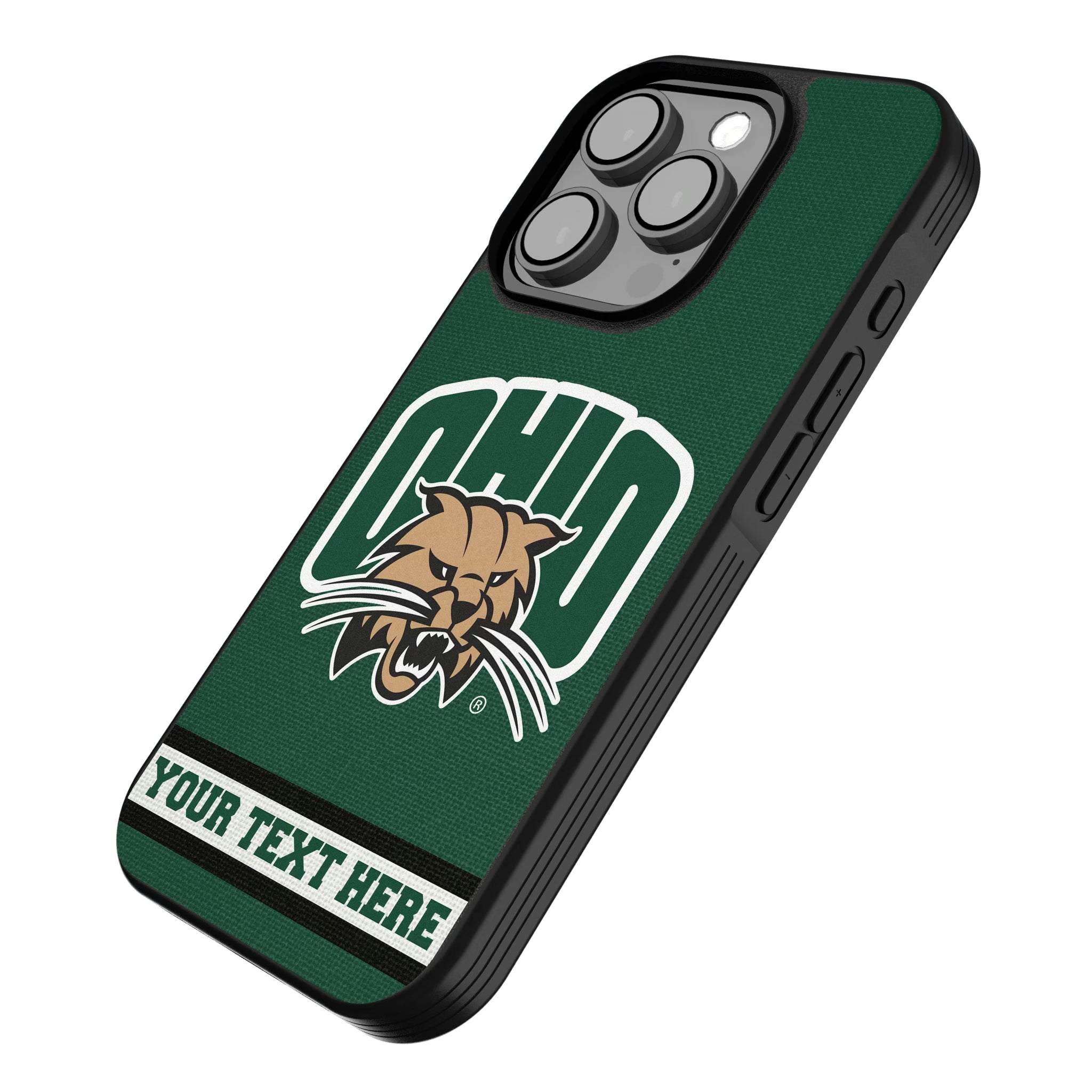 Ohio University Bobcats Personalized Stripe iPhone Bump Phone Case for Apple iPhone - Isometric View