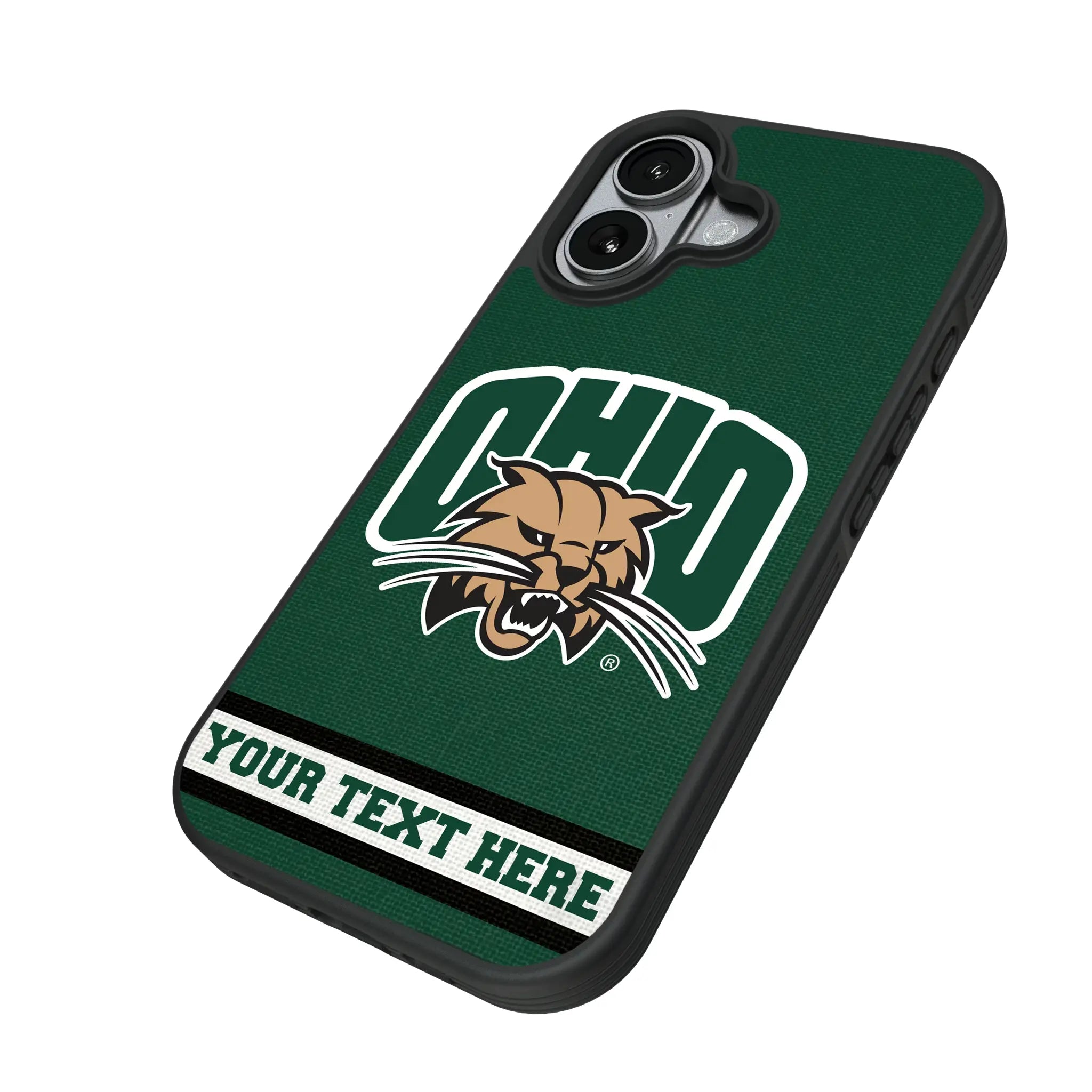 Ohio University Bobcats Personalized Stripe iPhone Bump Phone Case for Apple iPhone - Isometric View#Device_iPhone 17