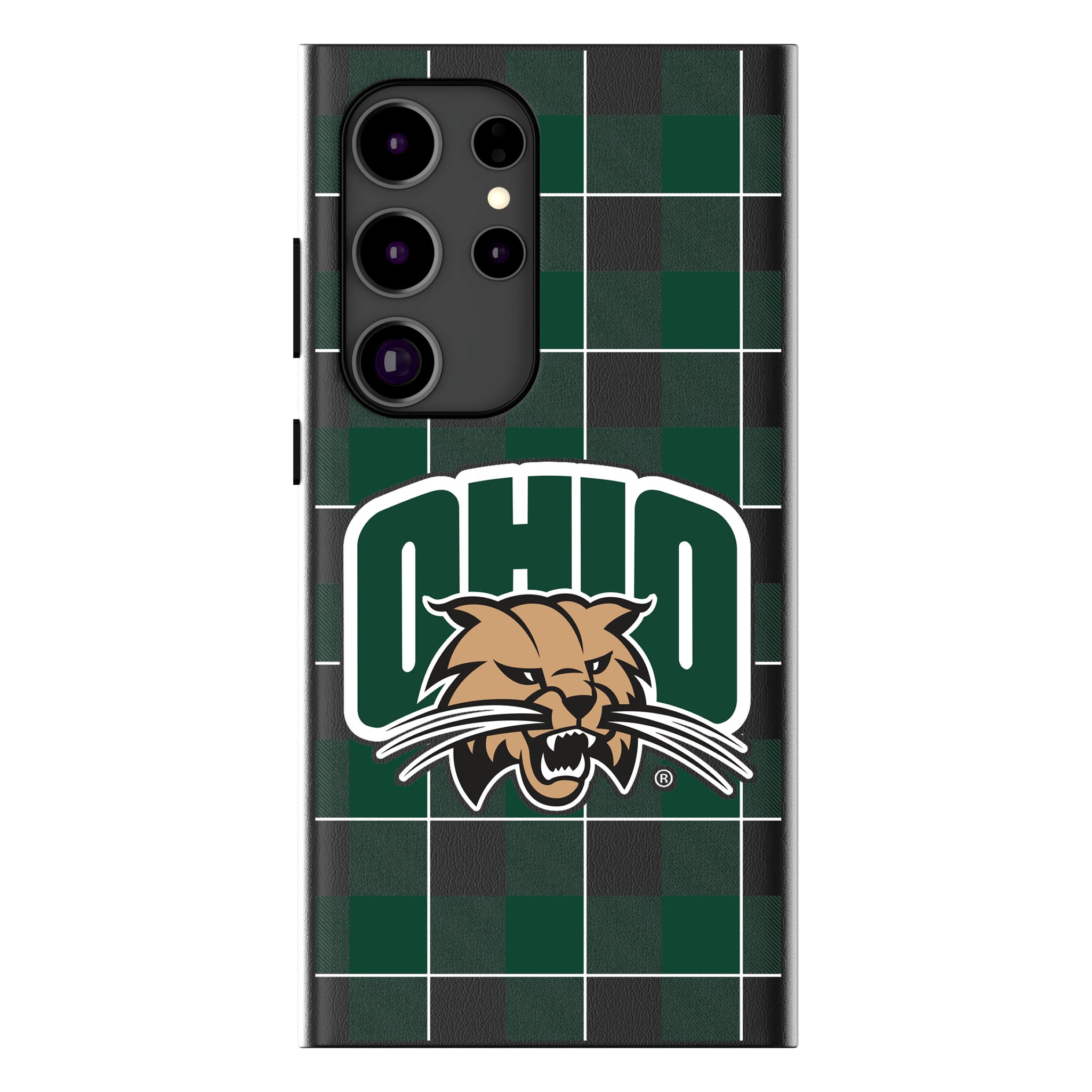 Ohio University Bobcats Plaid Galaxy MagSafe Compatible Phone Case for Samsung Galaxy