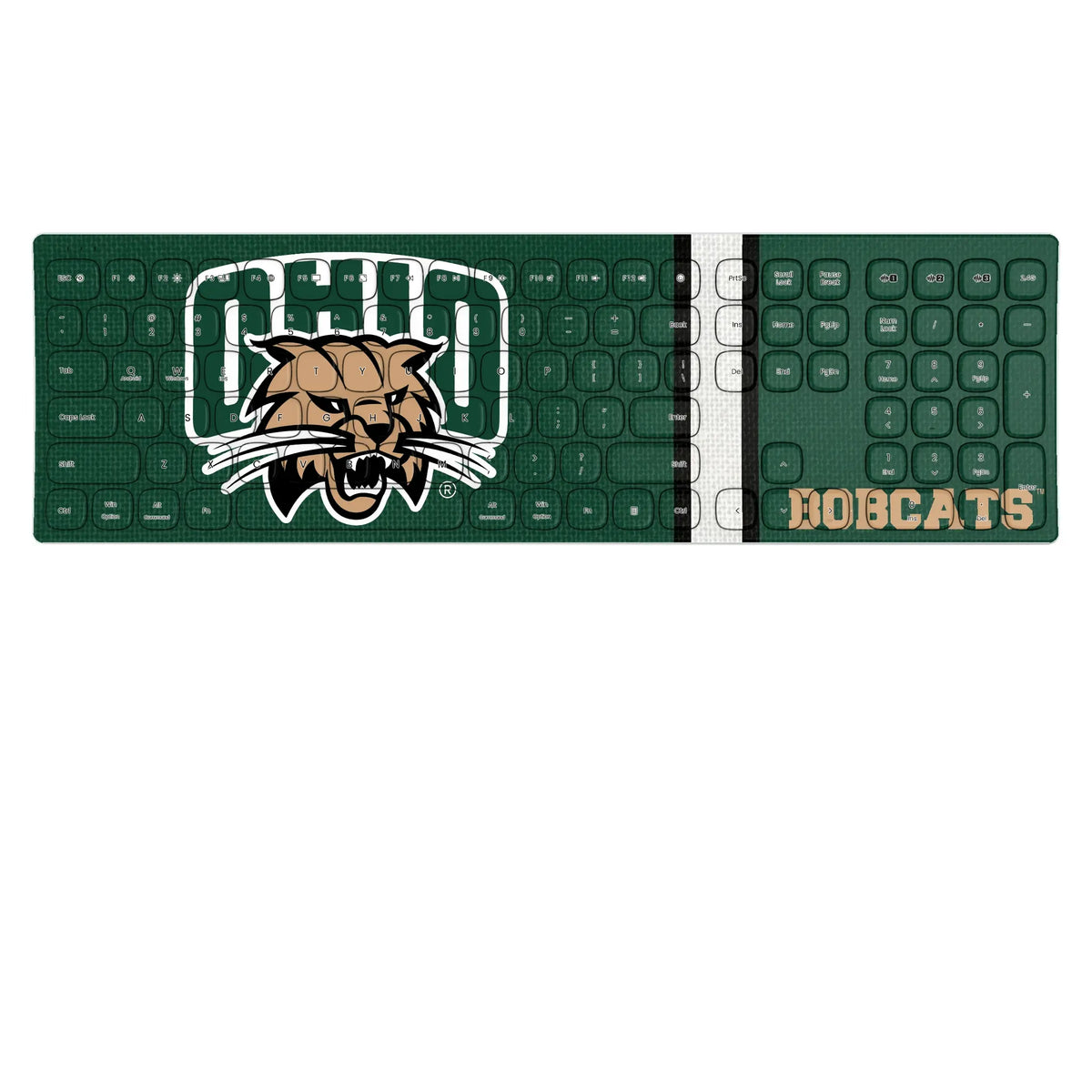 Ohio University Bobcats Stripe KKB605 Curved Wireless Keyboard