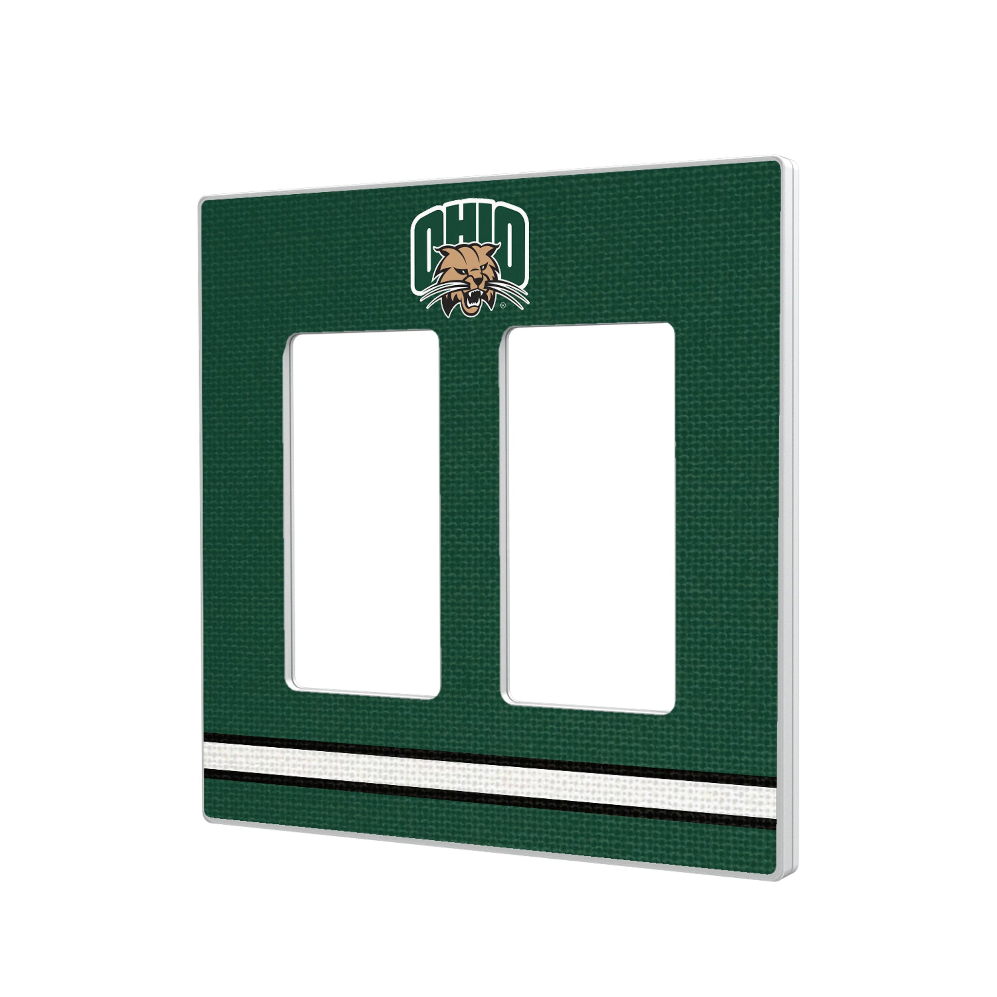 Ohio University Bobcats Stripe Hidden-Screw Light Switch Plate#Style_Double Rocker