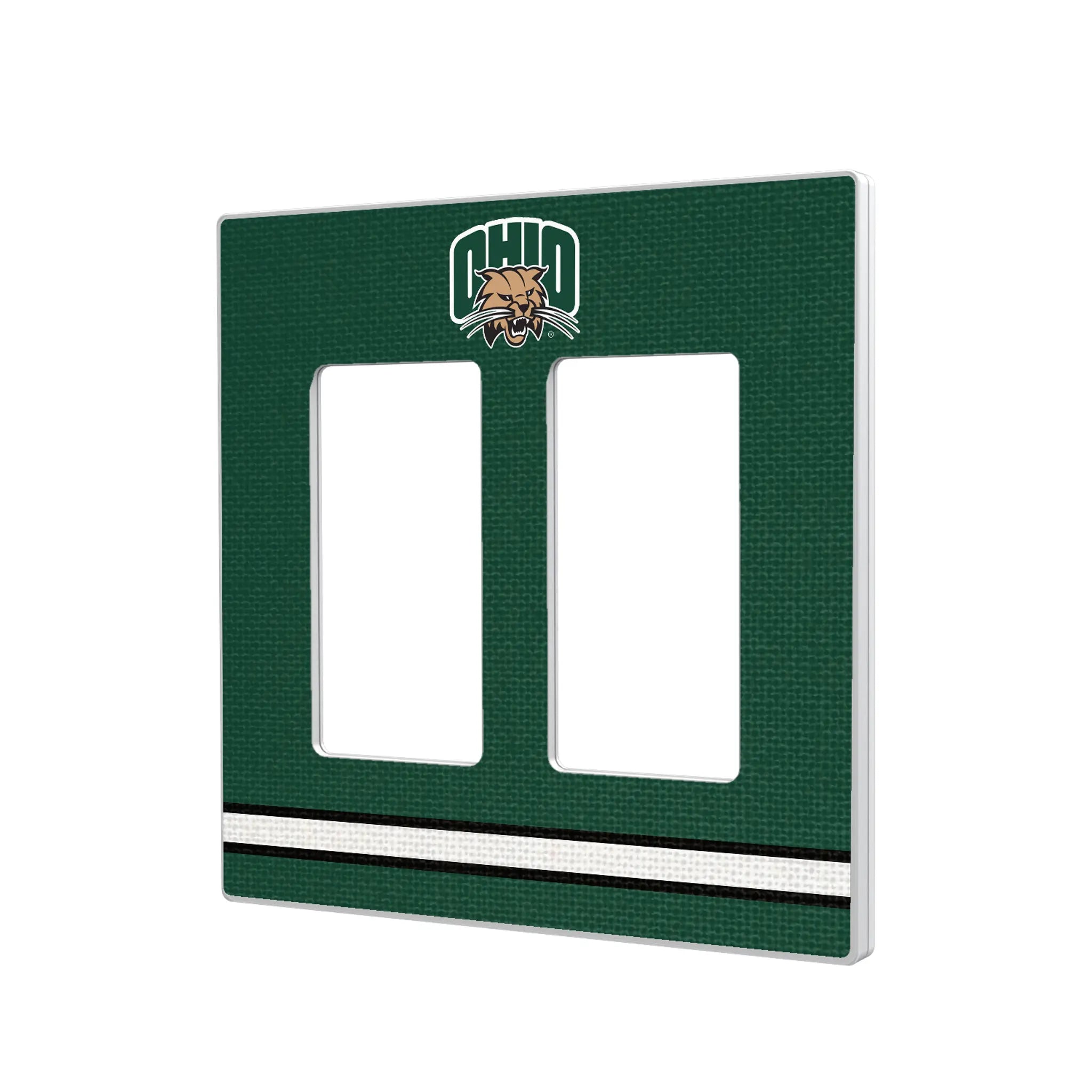 Ohio University Bobcats Stripe Hidden-Screw Light Switch Plate#Style_Double Rocker