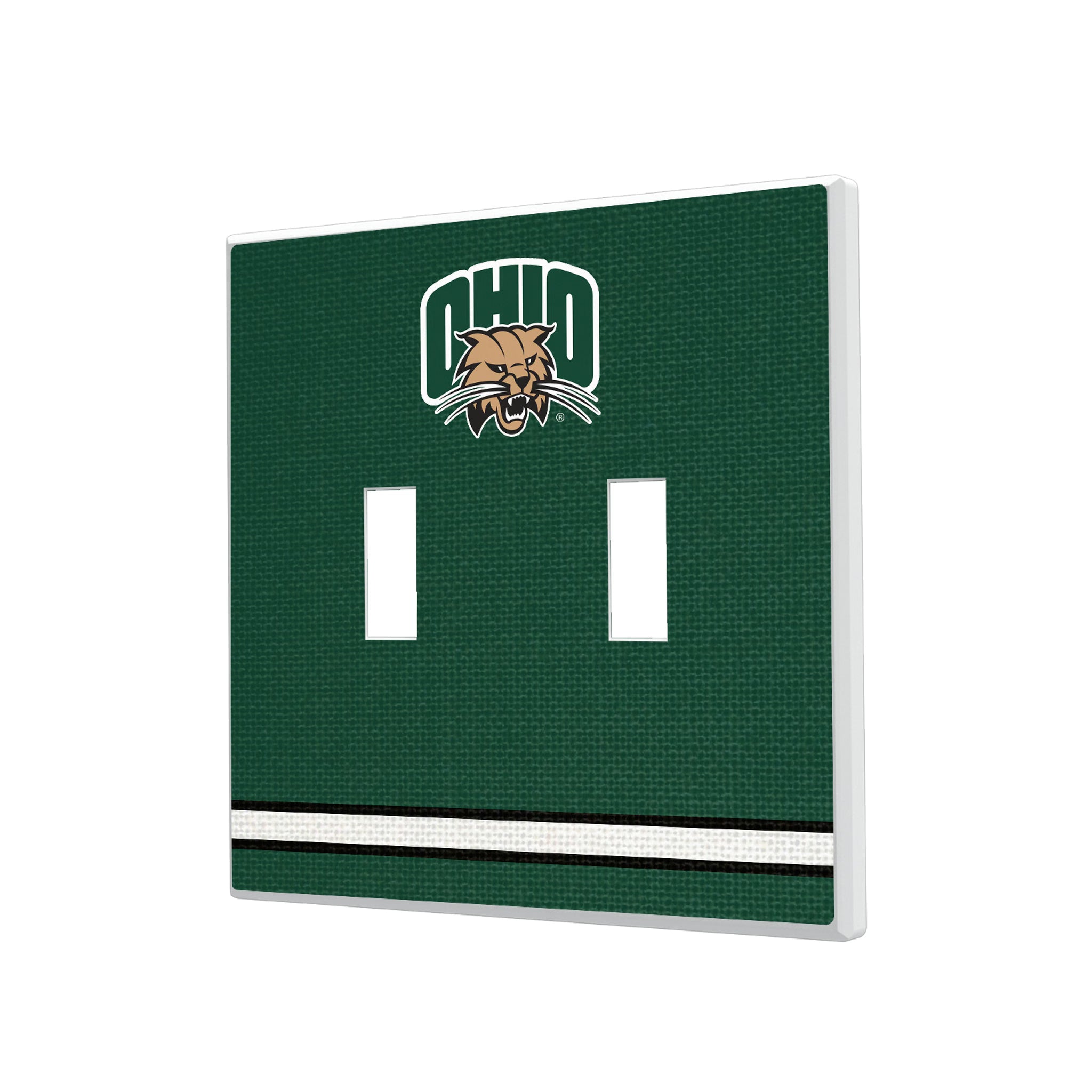 Ohio University Bobcats Stripe Hidden-Screw Light Switch Plate#Style_Double Toggle