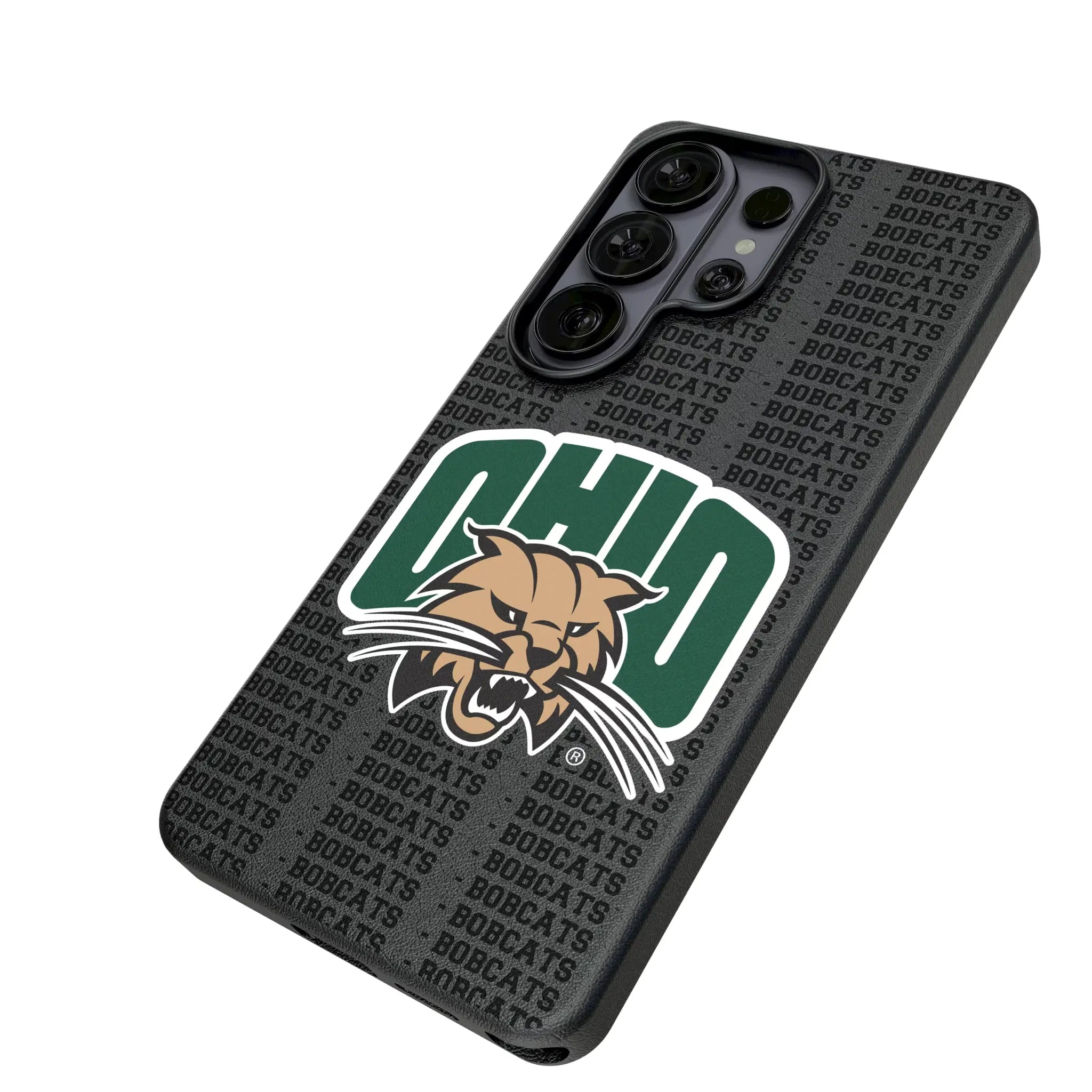 Ohio University Bobcats Text Backdrop Galaxy MagSafe Compatible Phone Case for Samsung Galaxy - Isometric View#Device_Galaxy S26 Ultra
