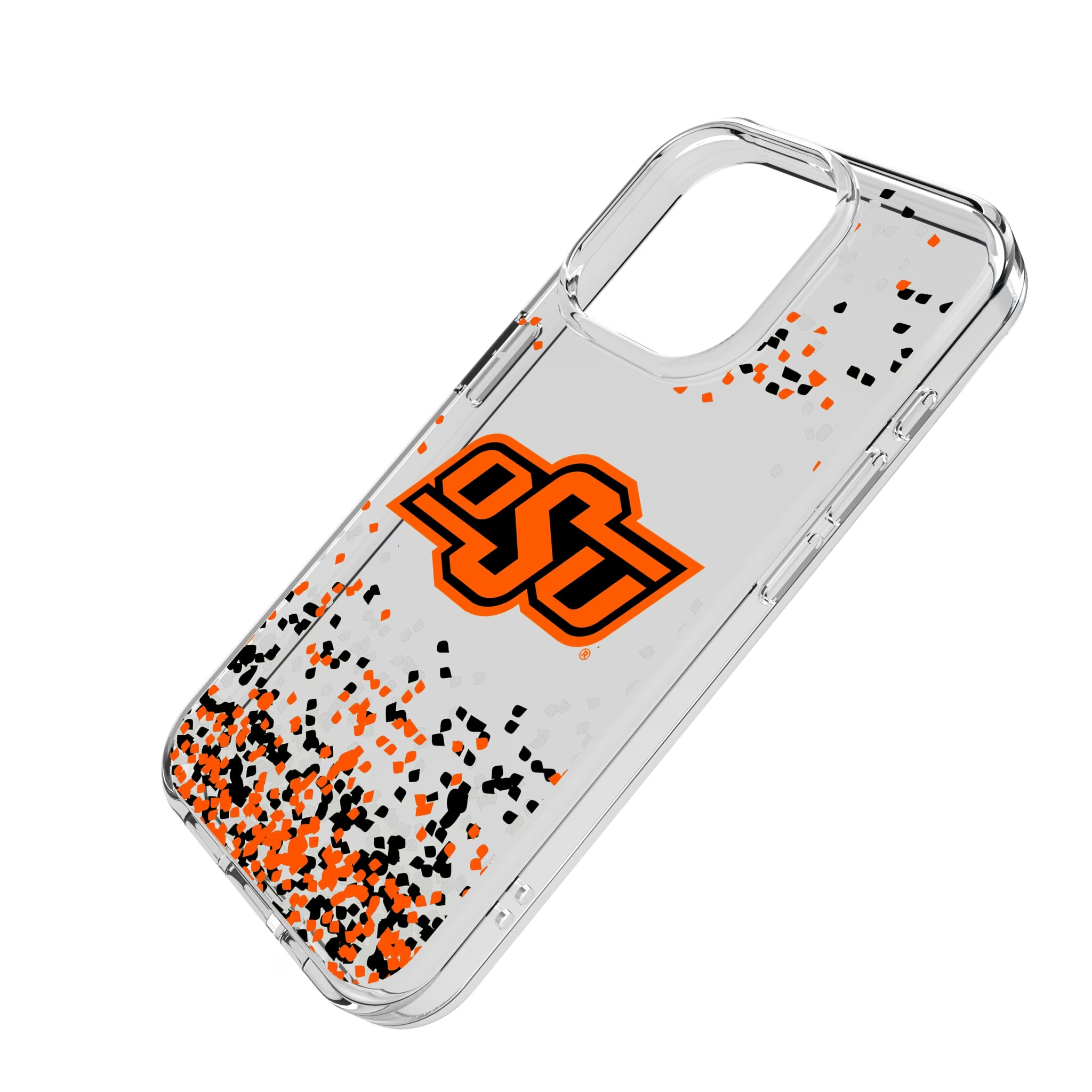 Oklahoma State University Cowboys Confetti iPhone Clear Phone Case for Apple iPhone - Isometric View