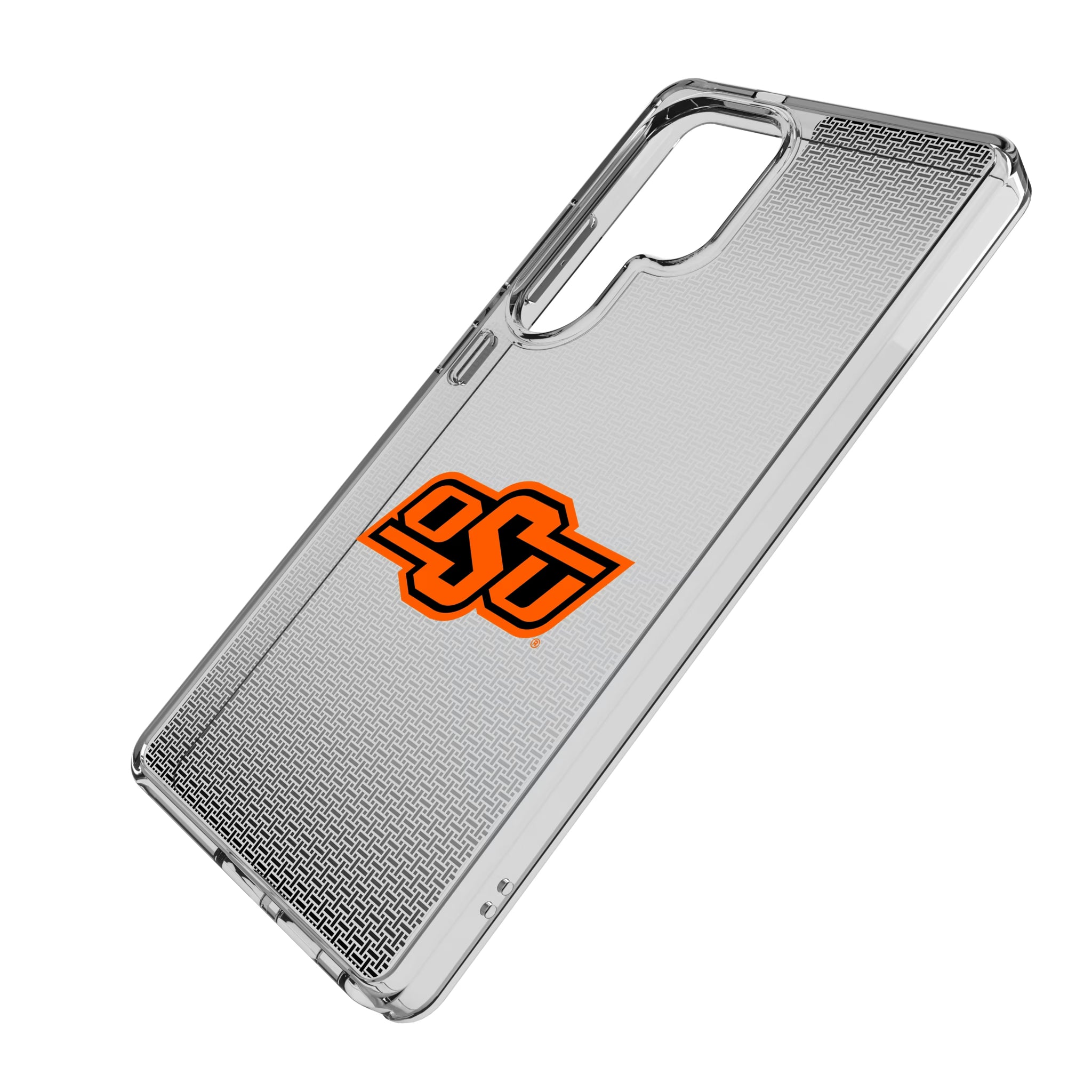 Oklahoma State University Cowboys Linen Galaxy Clear Phone Case for Samsung Galaxy - Isometric View