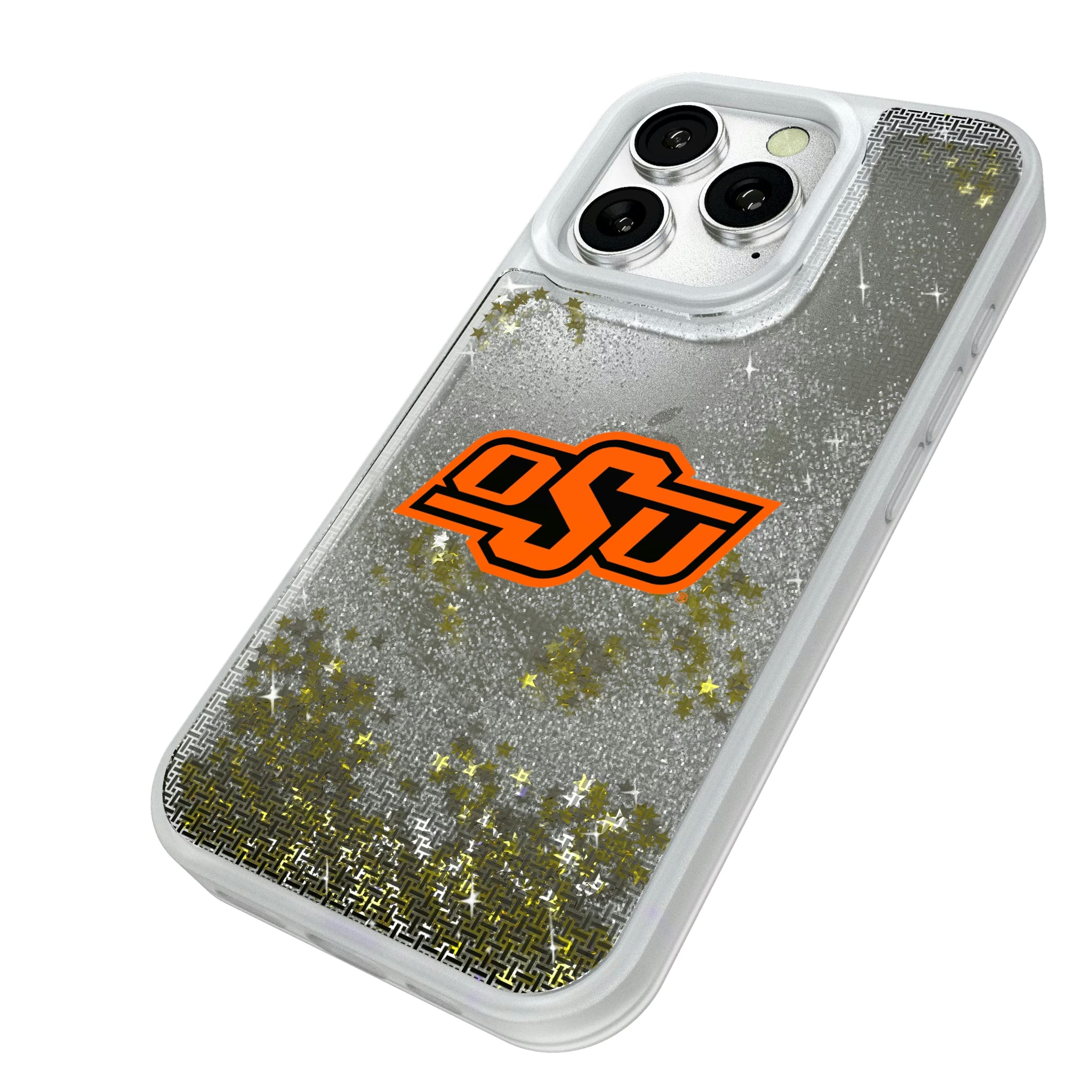 Oklahoma State University Cowboys Linen iPhone Glitter Phone Case for Apple iPhone - Isometric View#Device_iPhone 16 Pro