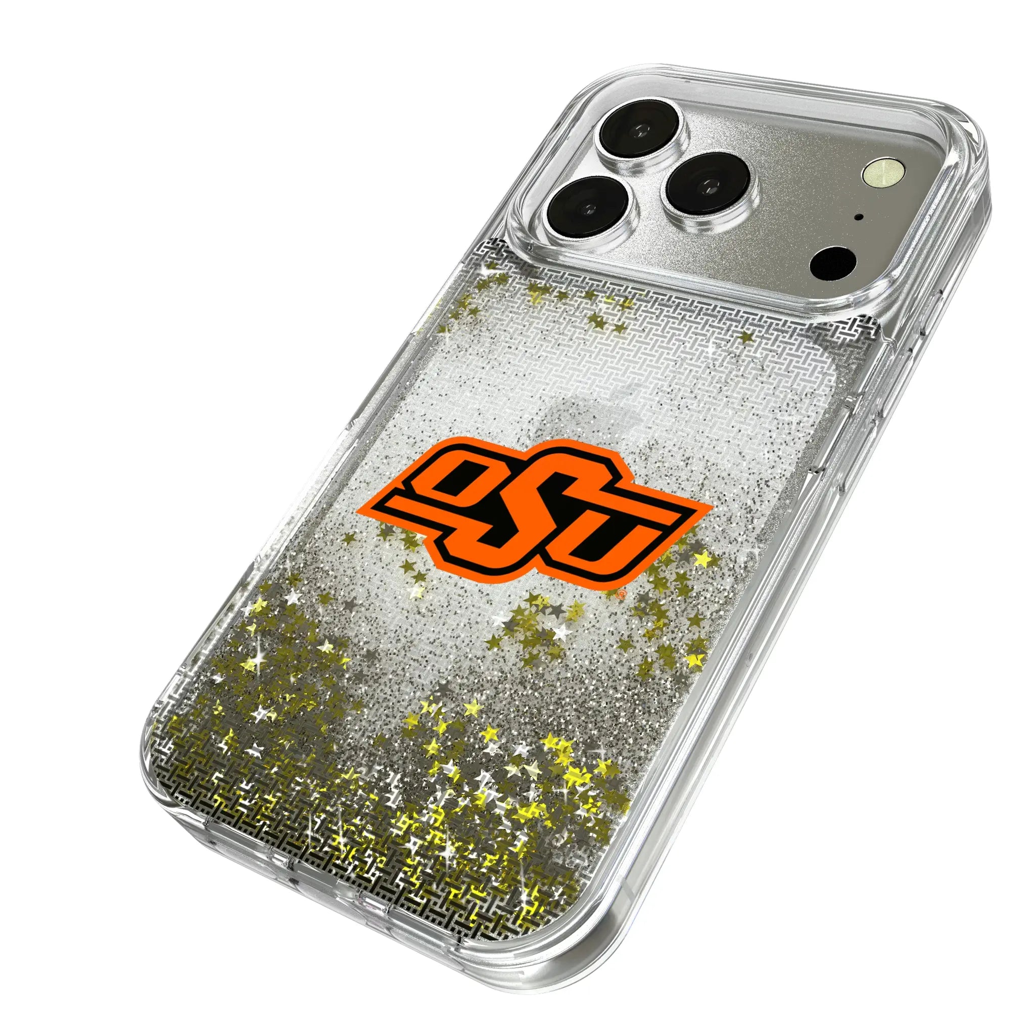 Oklahoma State University Cowboys Linen iPhone Glitter Phone Case for Apple iPhone - Isometric View