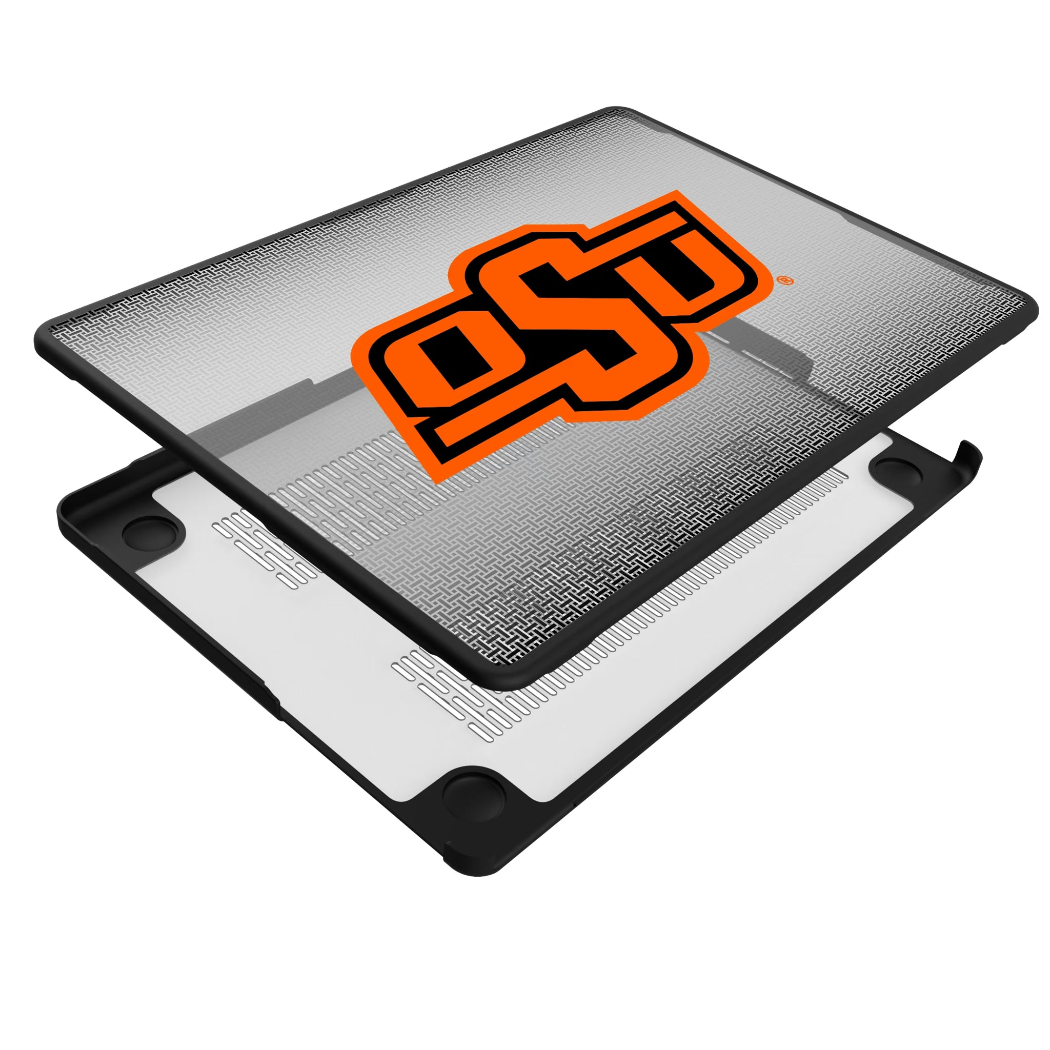Oklahoma State University Cowboys Linen MacBook Laptop Case for Apple MacBook - Isometric View#Device_MacBook Pro (14-inch, 2021) / MacBook Pro (14-inch, 2023) / MacBook Pro (14-inch, 2024)