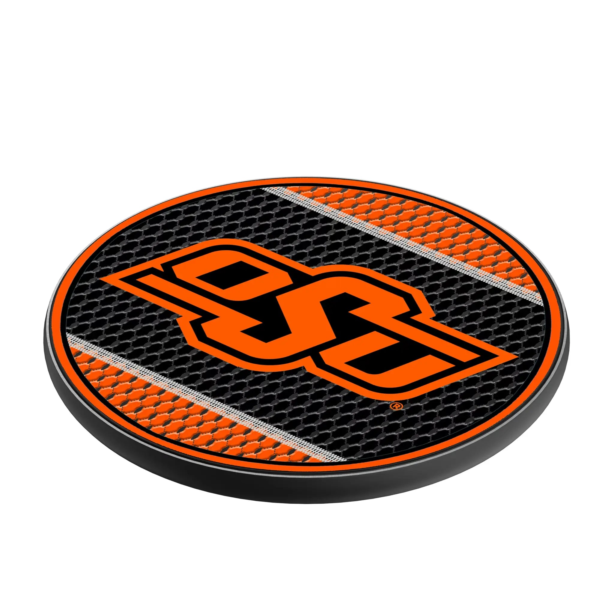 Oklahoma State University Cowboys Mesh 15-Watt Wireless Charger - Isometric View