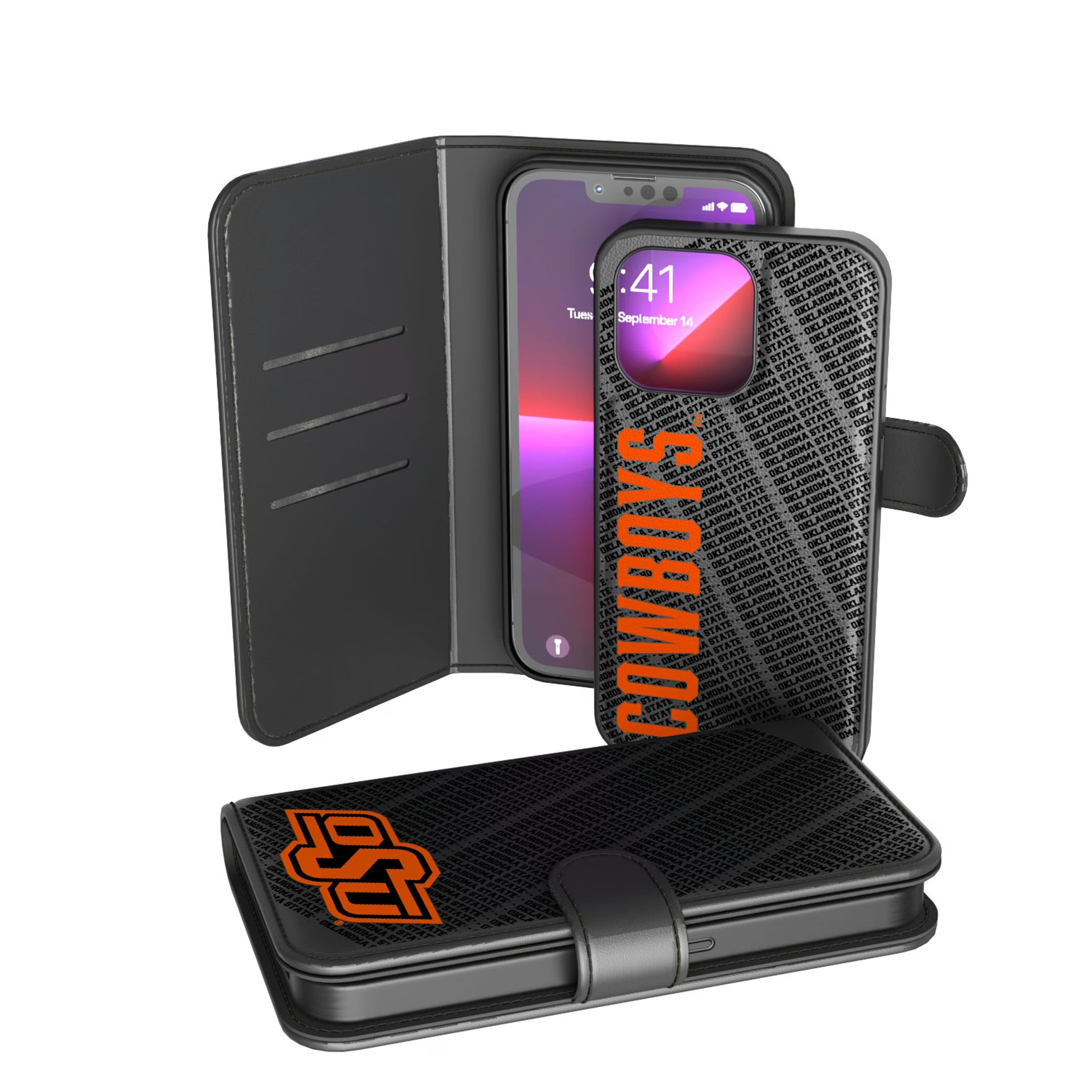 Oklahoma State University Cowboys Monocolor Tilt iPhone Wallet Phone Case for Apple iPhone