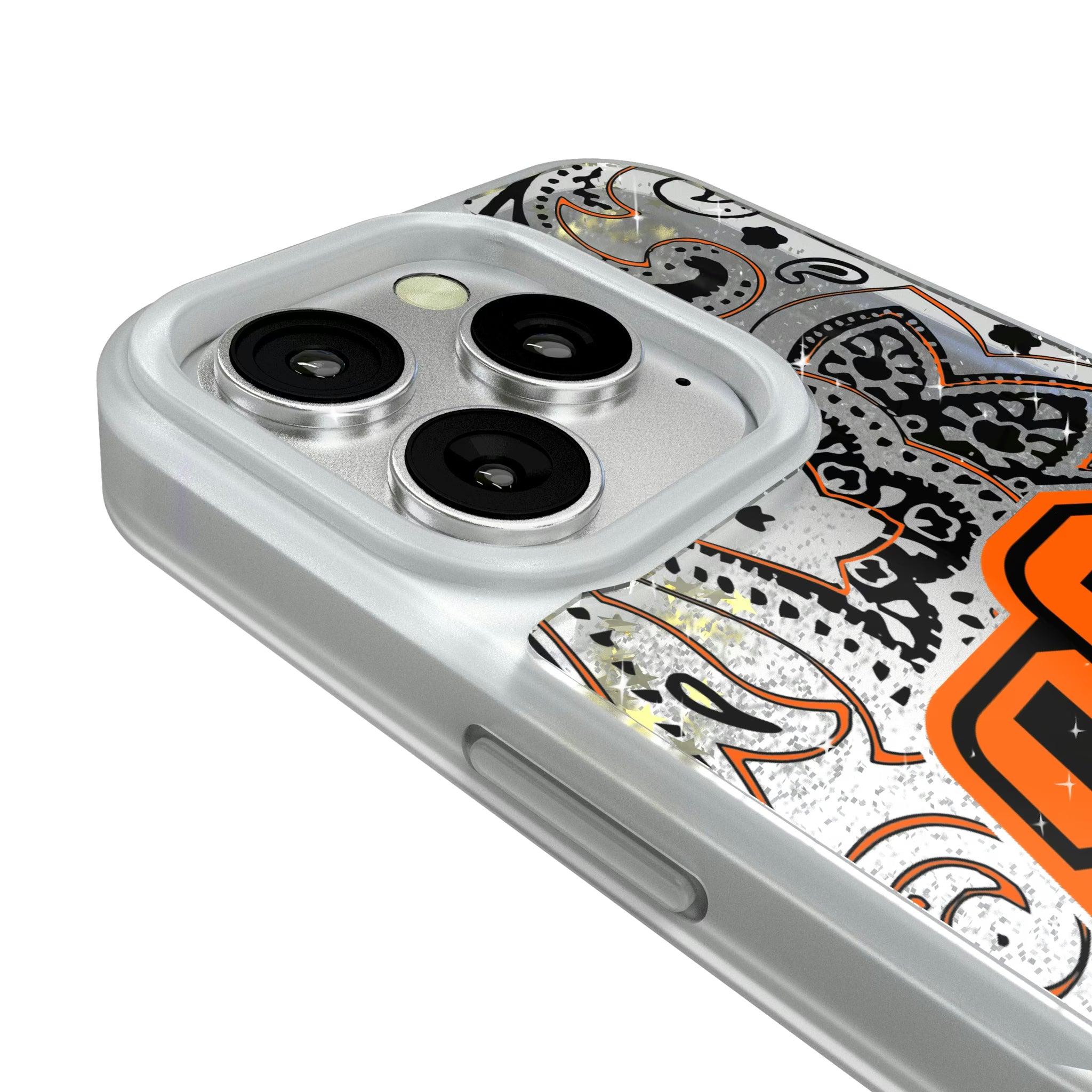 Oklahoma State University Cowboys Paisley iPhone Glitter Phone Case for Apple iPhone - Detail#Device_iPhone 16 Pro