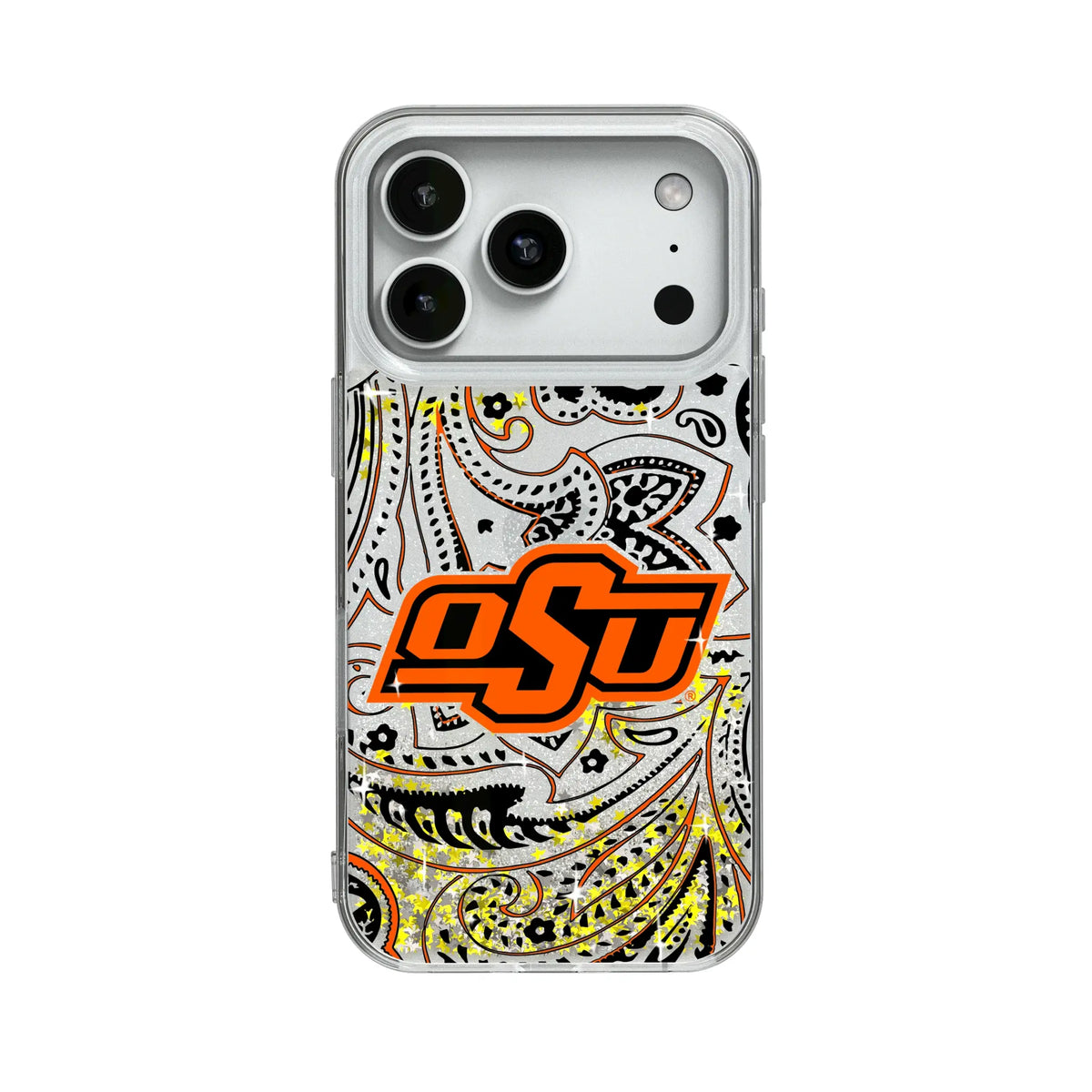 Oklahoma State University Cowboys Paisley Glitter Phone Case for Apple iPhone