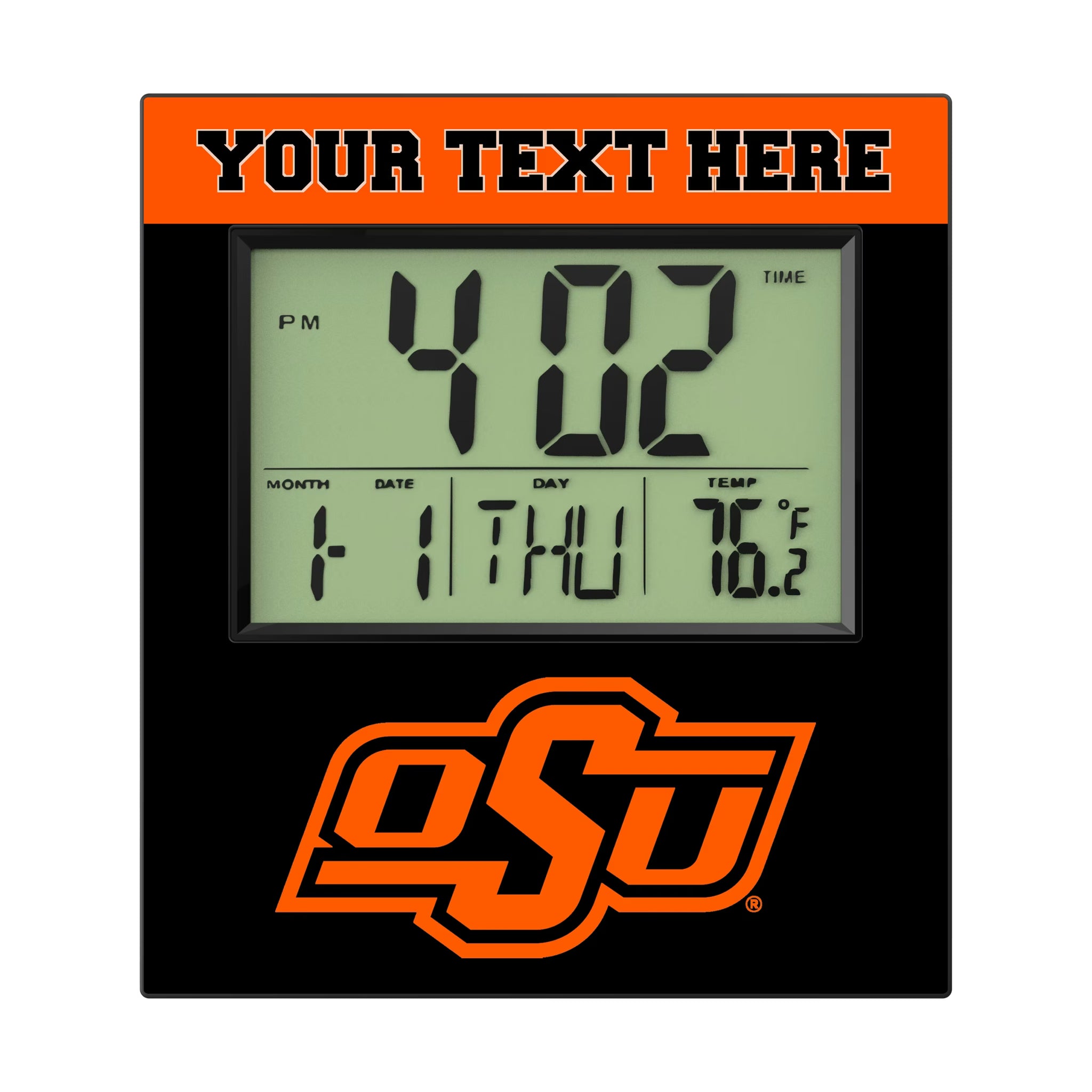 Oklahoma State University Cowboys Personalized Color Block Wall Clock