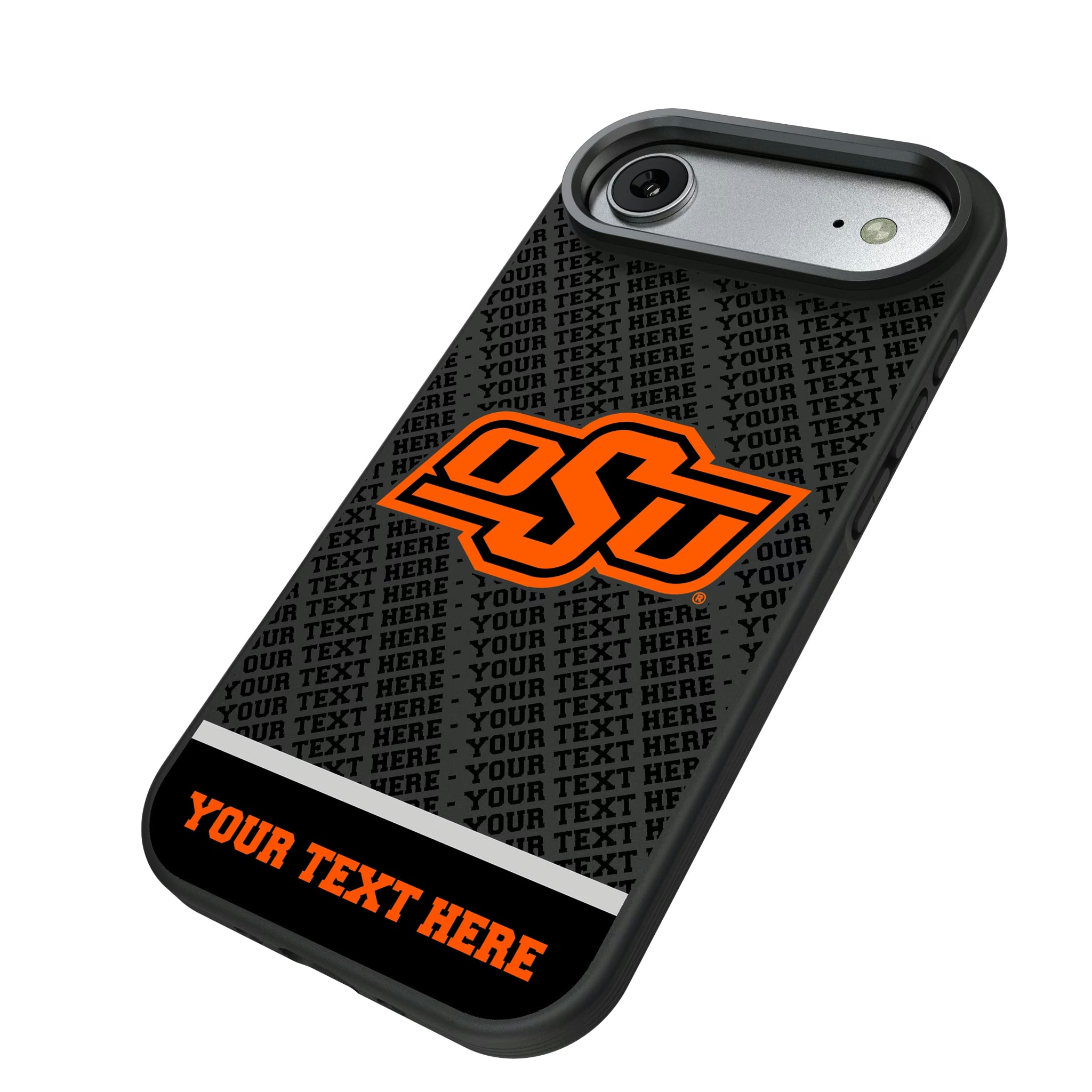 Oklahoma State University Cowboys Personalized EndZone Plus iPhone Bump Phone Case for Apple iPhone - Isometric View#Device_iPhone Air