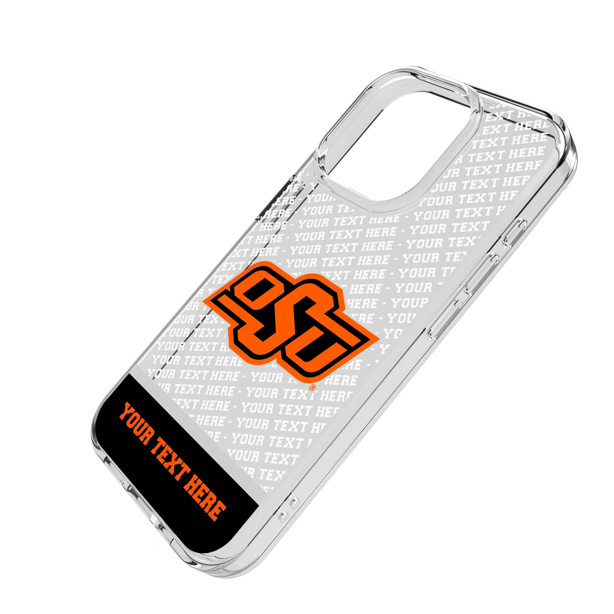 Oklahoma State University Cowboys Personalized EndZone Plus iPhone Clear Phone Case for Apple iPhone - Isometric View