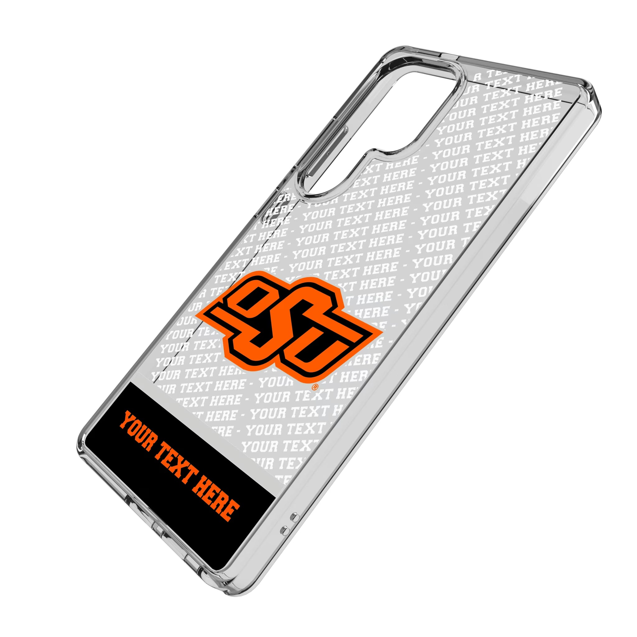 Oklahoma State University Cowboys Personalized EndZone Plus Galaxy Clear Phone Case for Samsung Galaxy - Isometric View