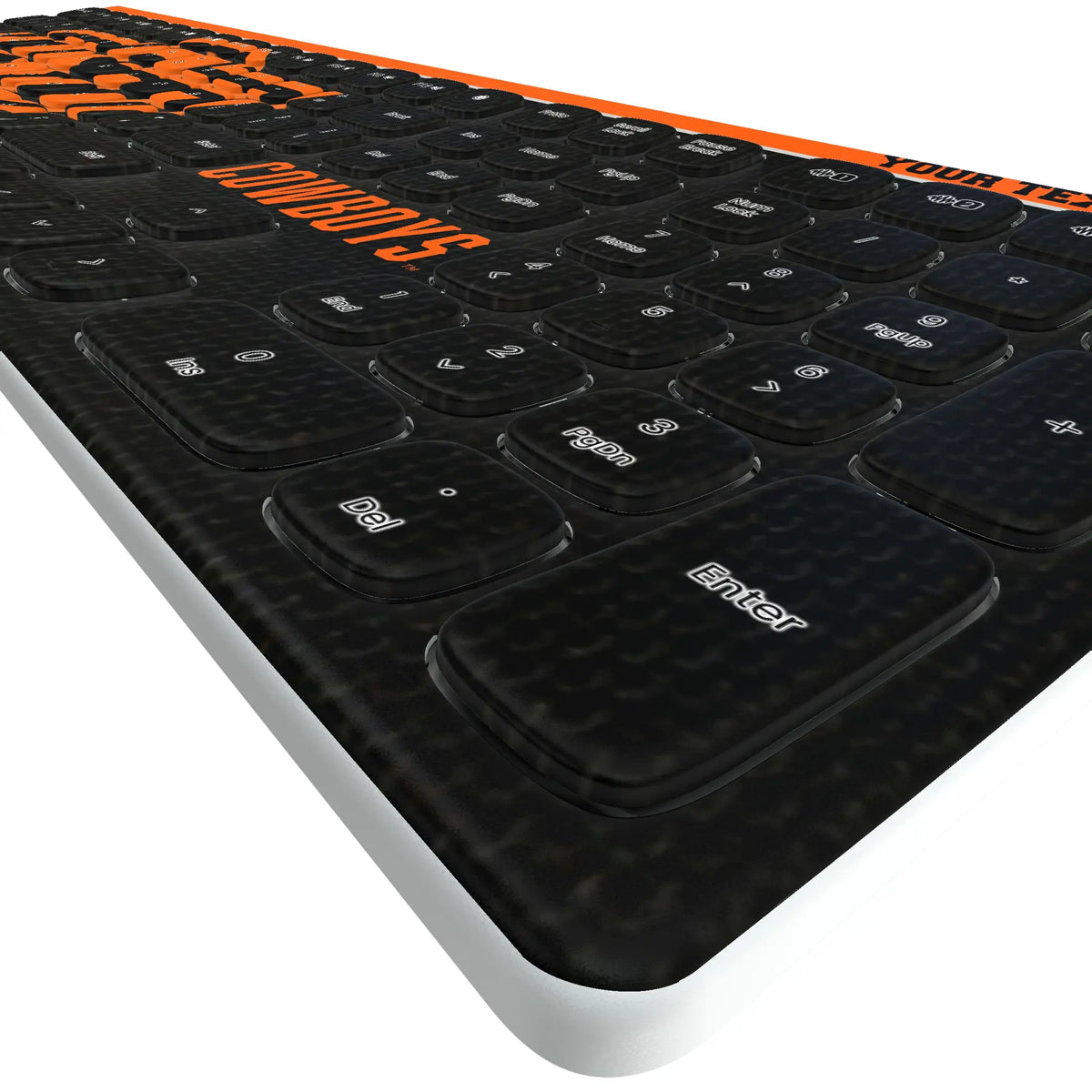 Oklahoma State University Cowboys Personalized Endzone Solid KKB605 Curved Wireless Keyboard - Detail