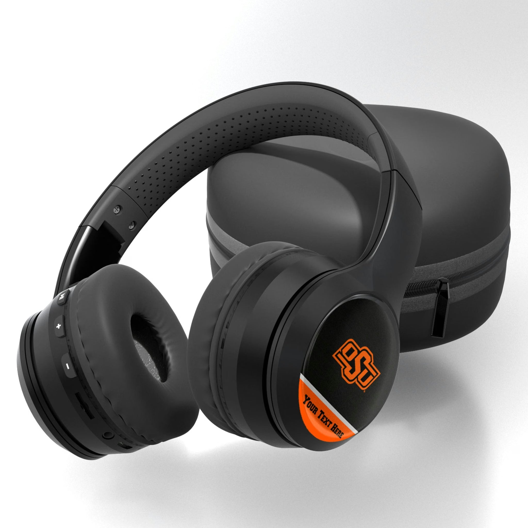 Oklahoma State University Cowboys Personalized Endzone Solid Wireless Over-Ear BT Headphones With Case