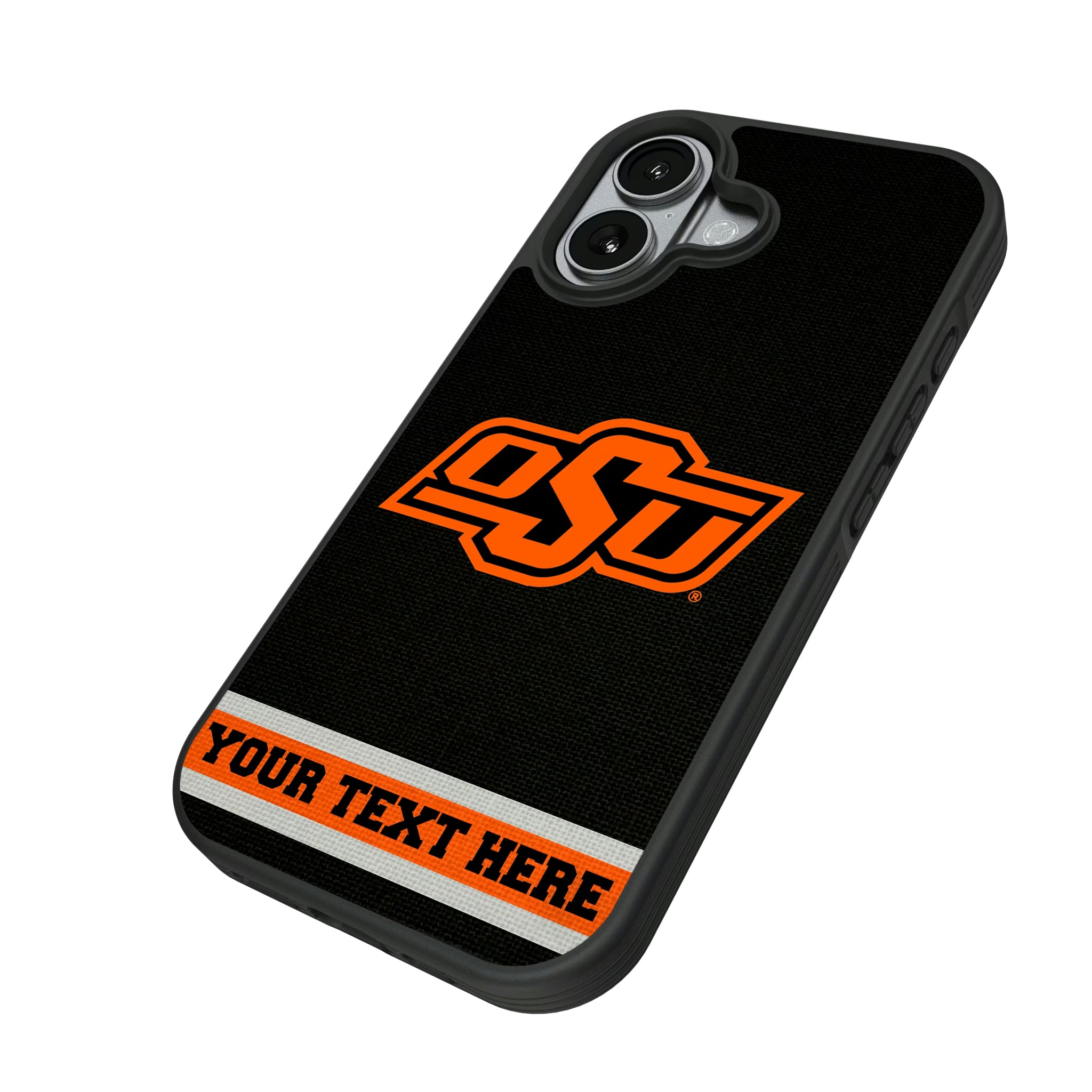 Oklahoma State University Cowboys Personalized Stripe iPhone Bump Phone Case for Apple iPhone - Isometric View#Device_iPhone 17