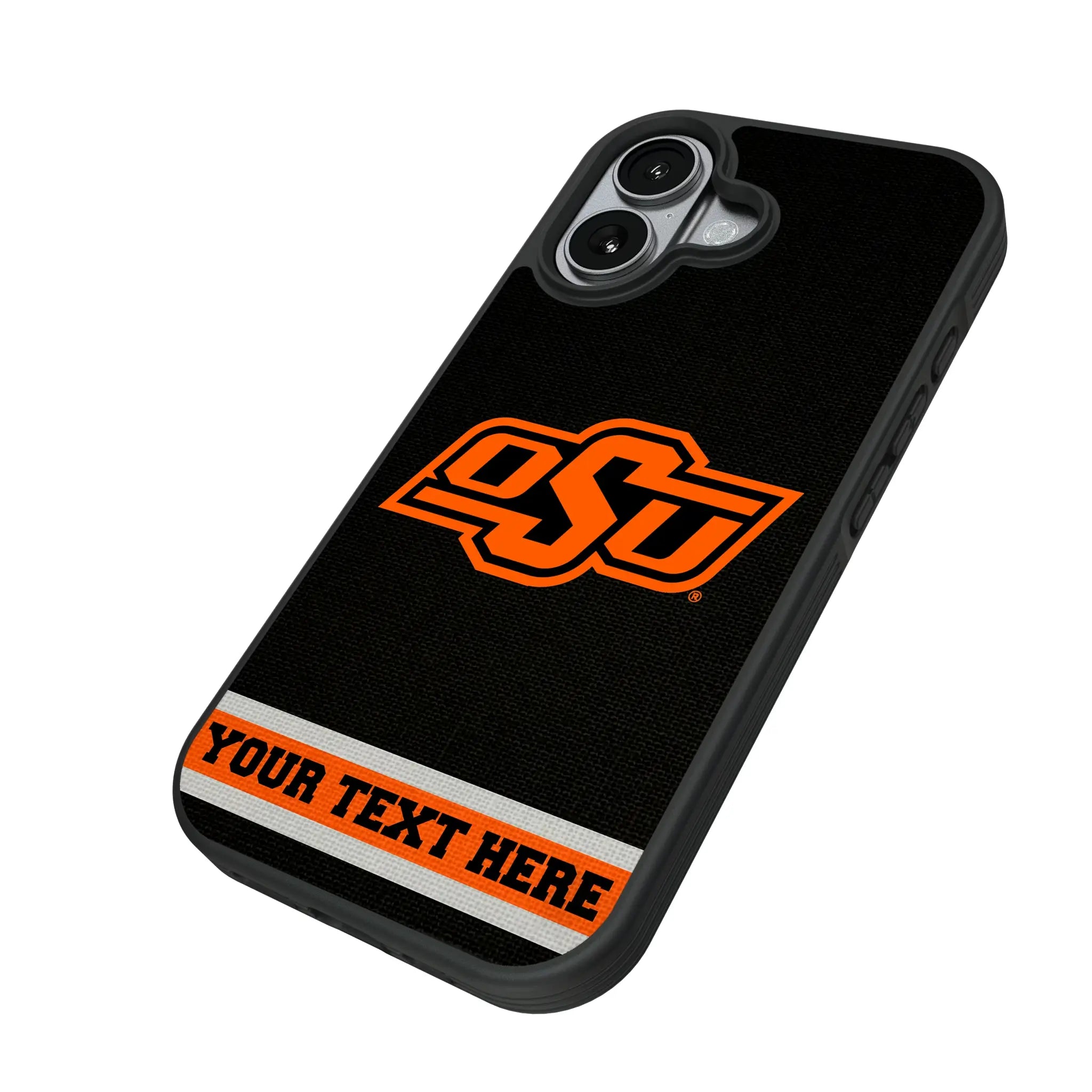 Oklahoma State University Cowboys Personalized Stripe iPhone Bump Phone Case for Apple iPhone - Isometric View#Device_iPhone 17