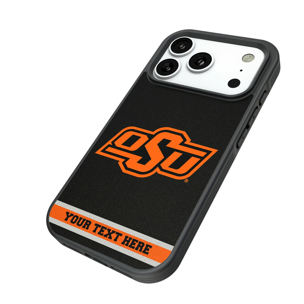 Oklahoma State University Cowboys Personalized Stripe iPhone Bump Phone Case for Apple iPhone - Isometric View#Device_iPhone 18 Pro