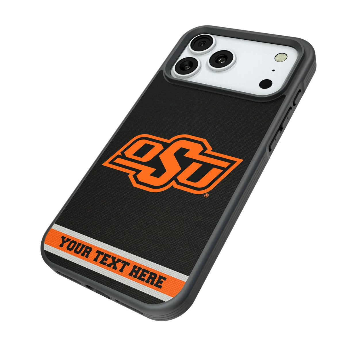 Oklahoma State University Cowboys Personalized Stripe iPhone Bump Phone Case for Apple iPhone - Isometric View#Device_iPhone 18 Pro Max