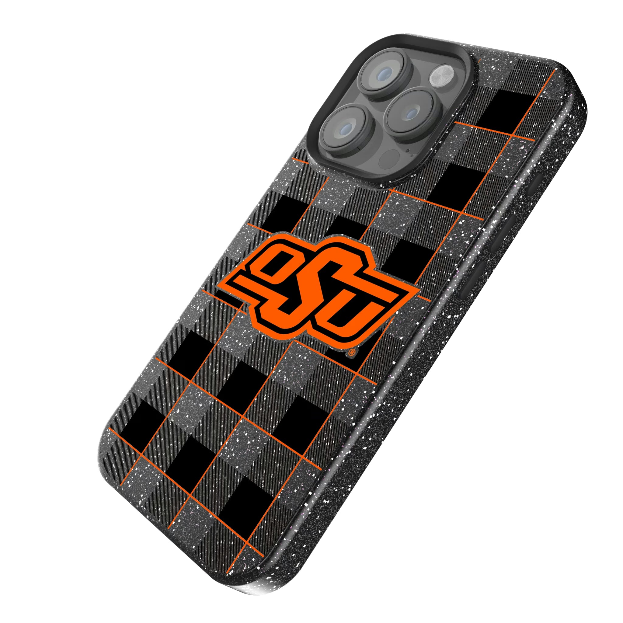 Oklahoma State University Cowboys Plaid iPhone Bling Phone Case for Apple iPhone - Isometric View