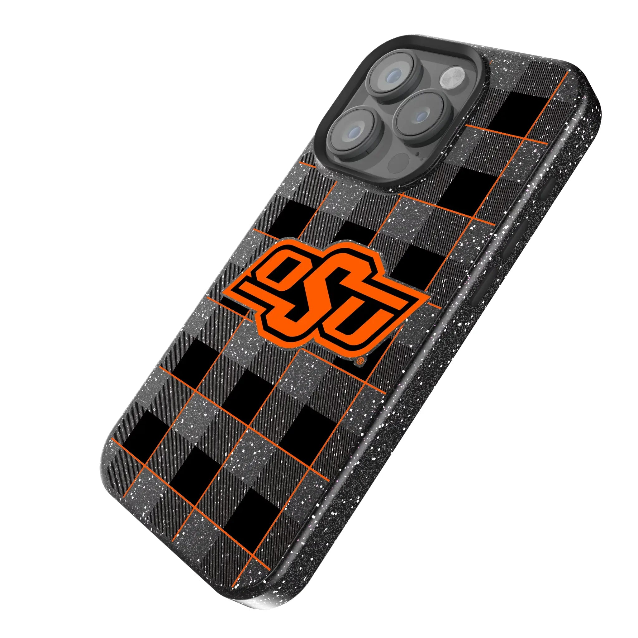 Oklahoma State University Cowboys Plaid iPhone Bling Phone Case for Apple iPhone - Isometric View