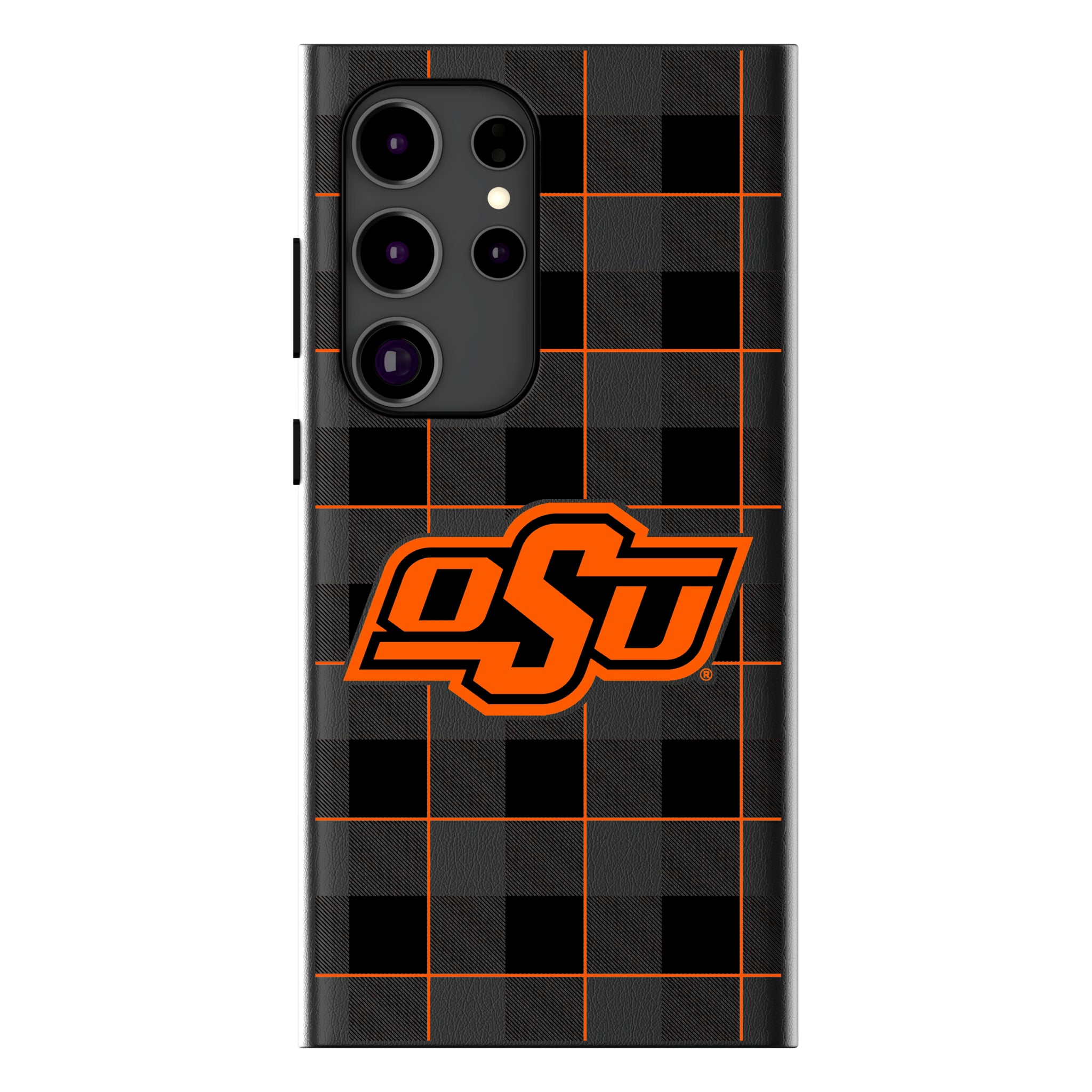 Oklahoma State University Cowboys Plaid Galaxy MagSafe Compatible Phone Case for Samsung Galaxy