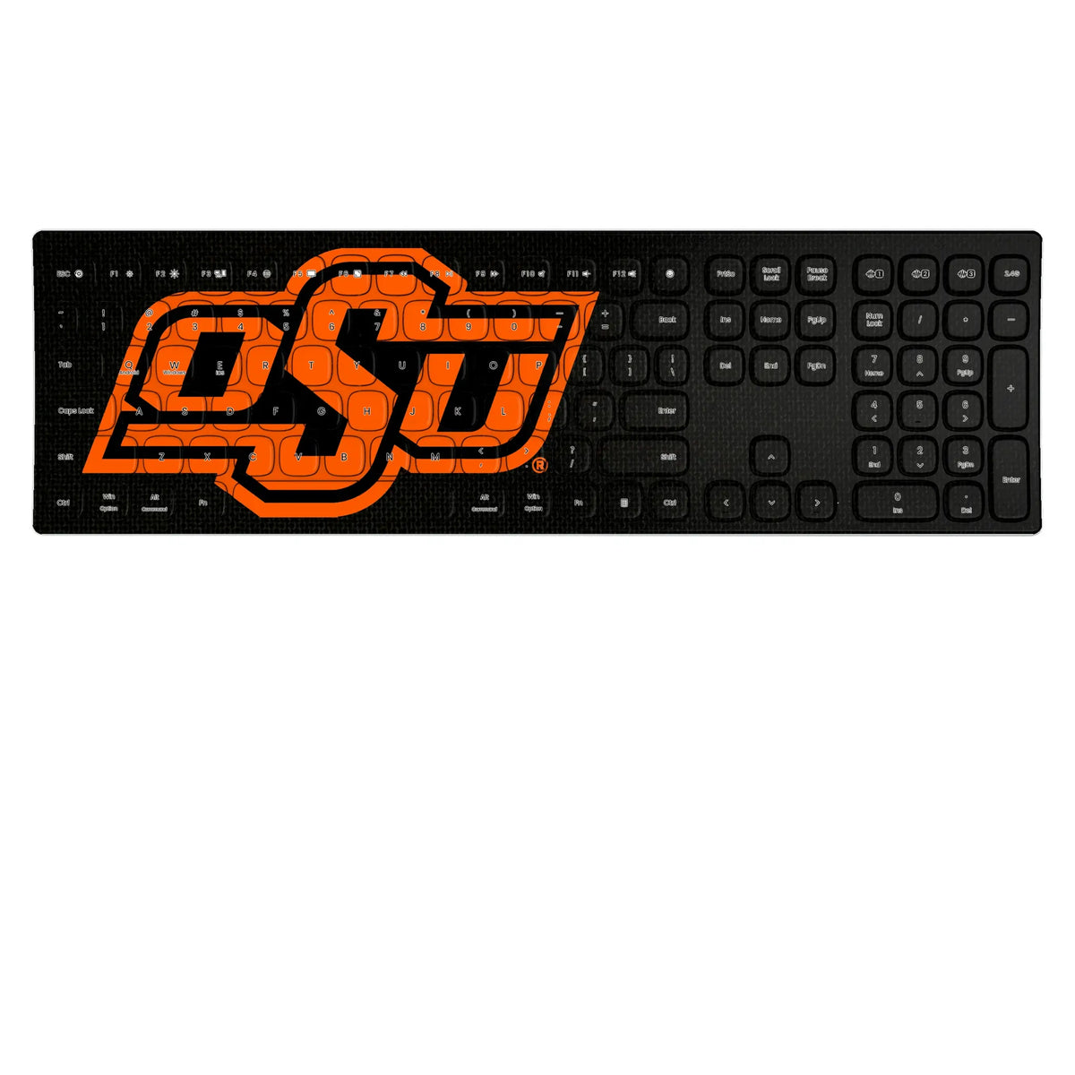 Oklahoma State University Cowboys Solid KKB605 Curved Wireless Keyboard