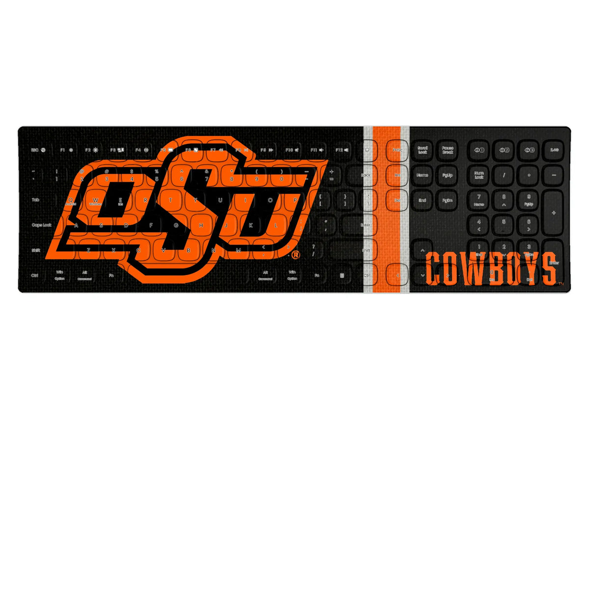 Oklahoma State University Cowboys Stripe KKB605 Curved Wireless Keyboard